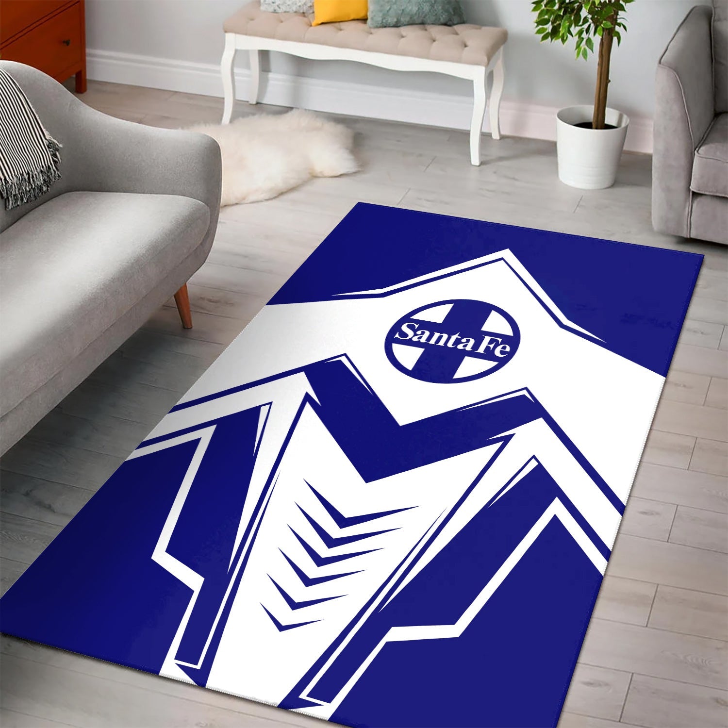 Railspirit Santa Fe Railway Area Rug Railway Trainspotter Style Atchison, Topeka and Santa Fe Railway Rug Gift Idea For Foamers