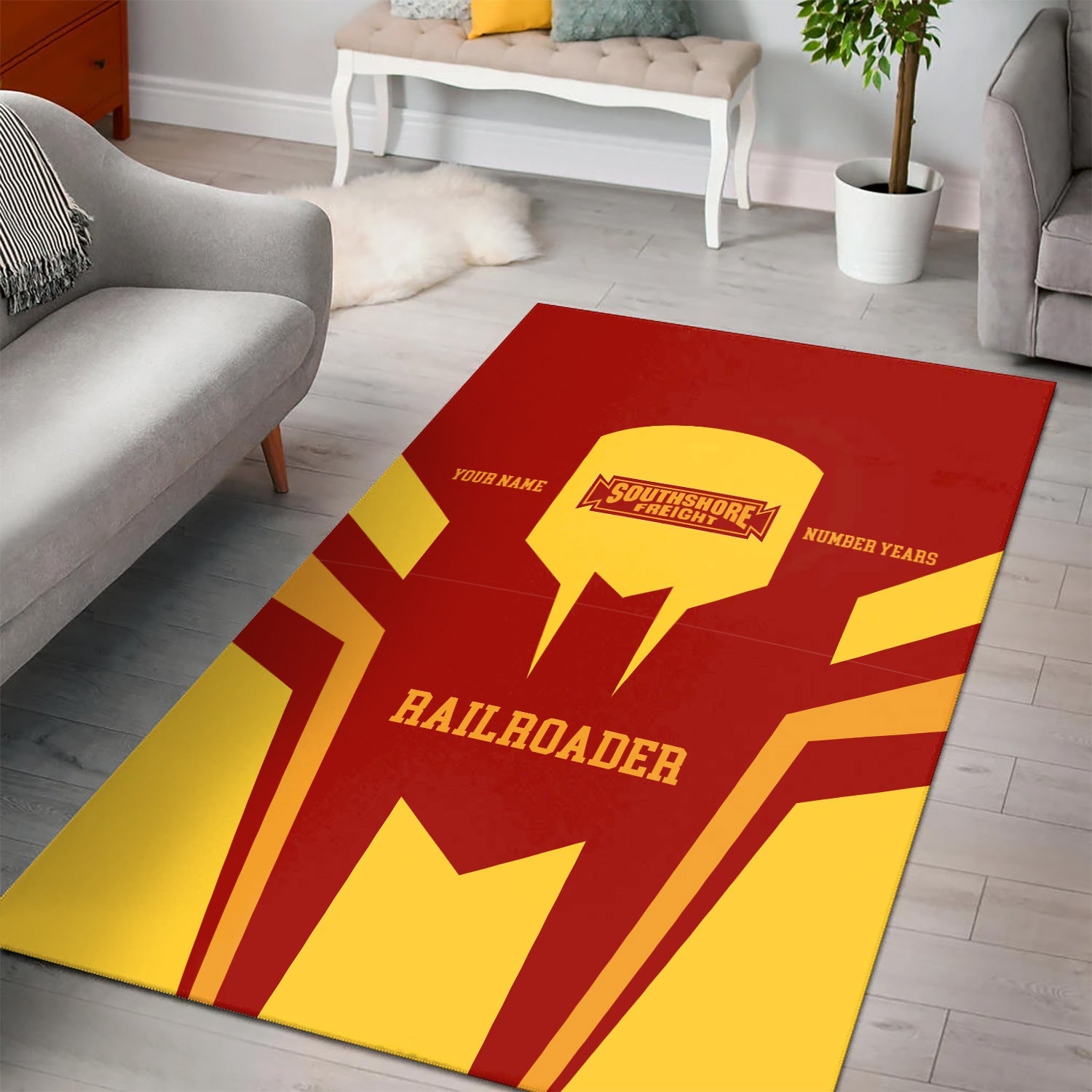 Railspirit Personalized Chicago South Shore and South Bend Railroad Area Rug Custom Year Railroader Rug Gift Idea For Train Lover