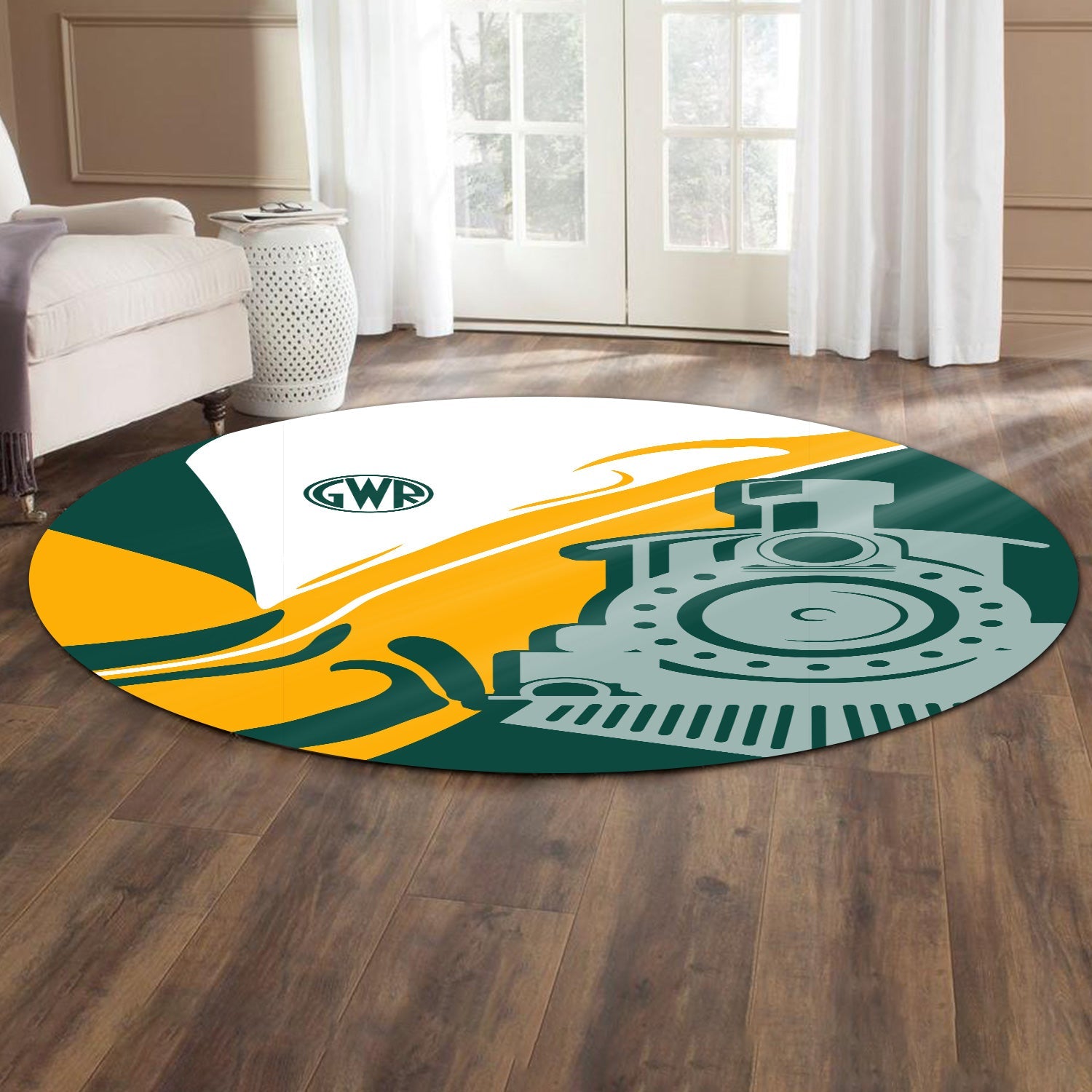 Railspirit Great Western Railway Round Mat Flame-Inspired Style Mat Gift Idea For Train Lovers