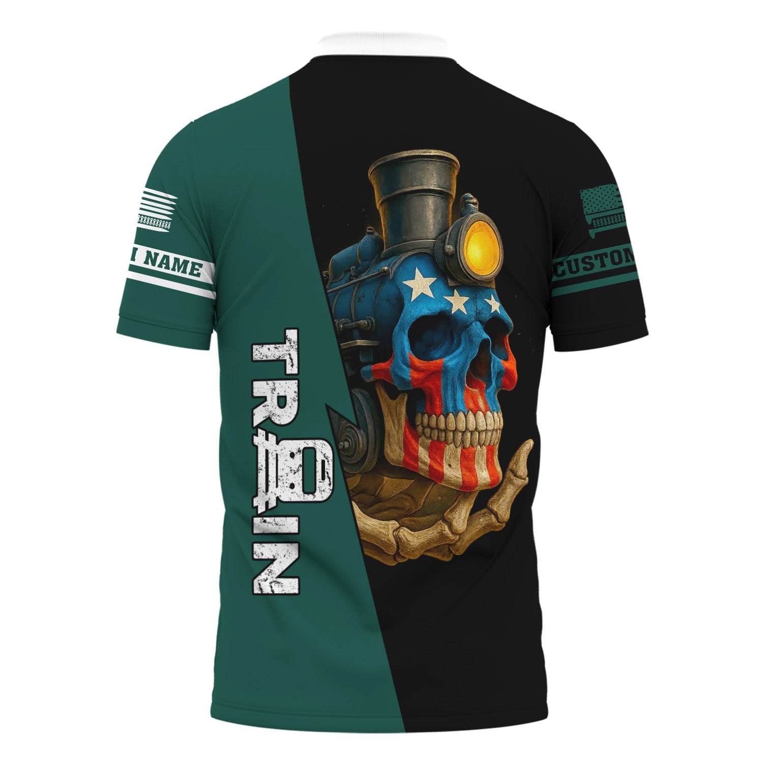 Railspirit Personalized Great Western Railway Polo Shirt Train Skull American Flag Shirt All Over Print