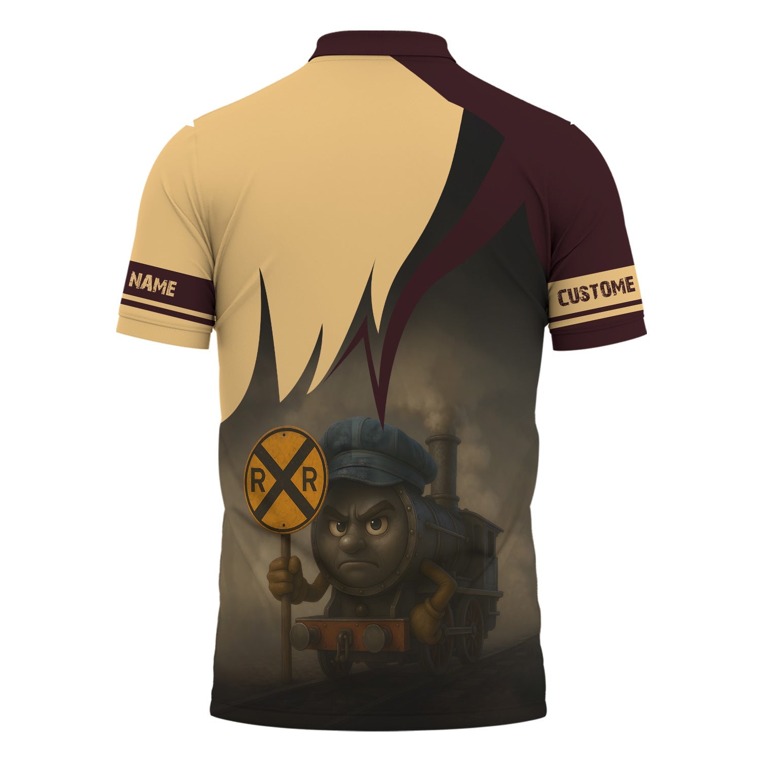 Railspirit Personalized London, Midland and Scottish Railway Polo Shirt Angry Train Polo Shirt Gift Idea For Train Lover