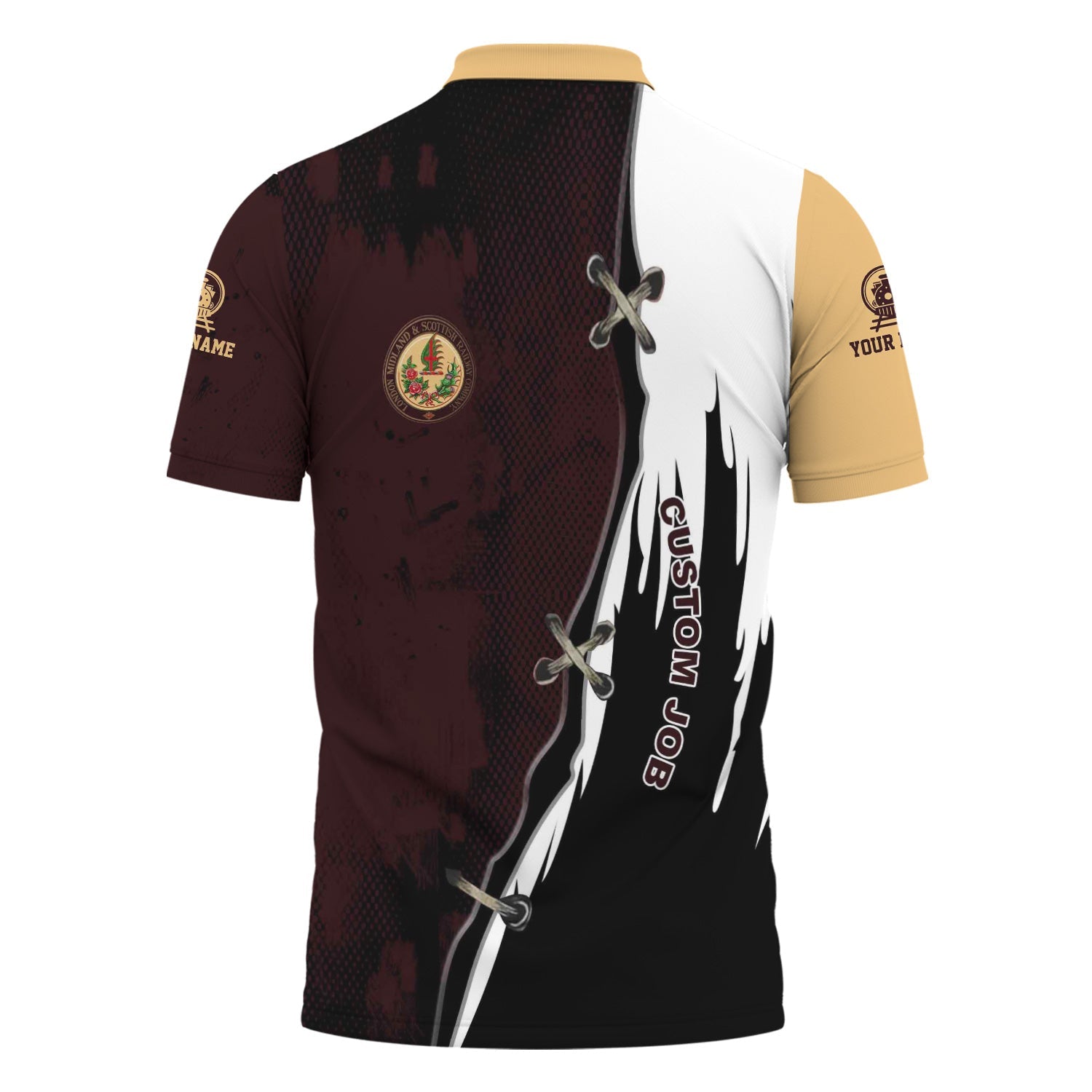 Railspirit Personalized London, Midland and Scottish Railway Polo Shirt Retro Stitches Design with Custom Position Train Shirt