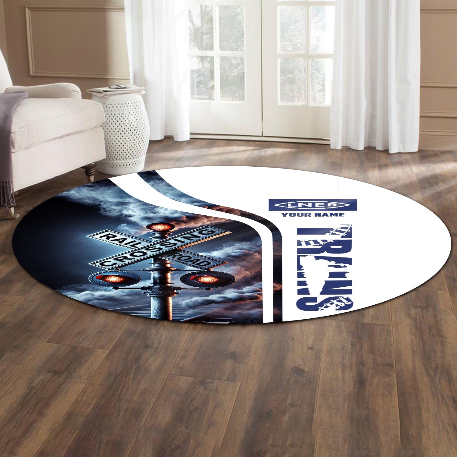 Railspirit Personalized London and North Eastern Railway Round Mat Railroad Crossing Sign Mat All Over Print