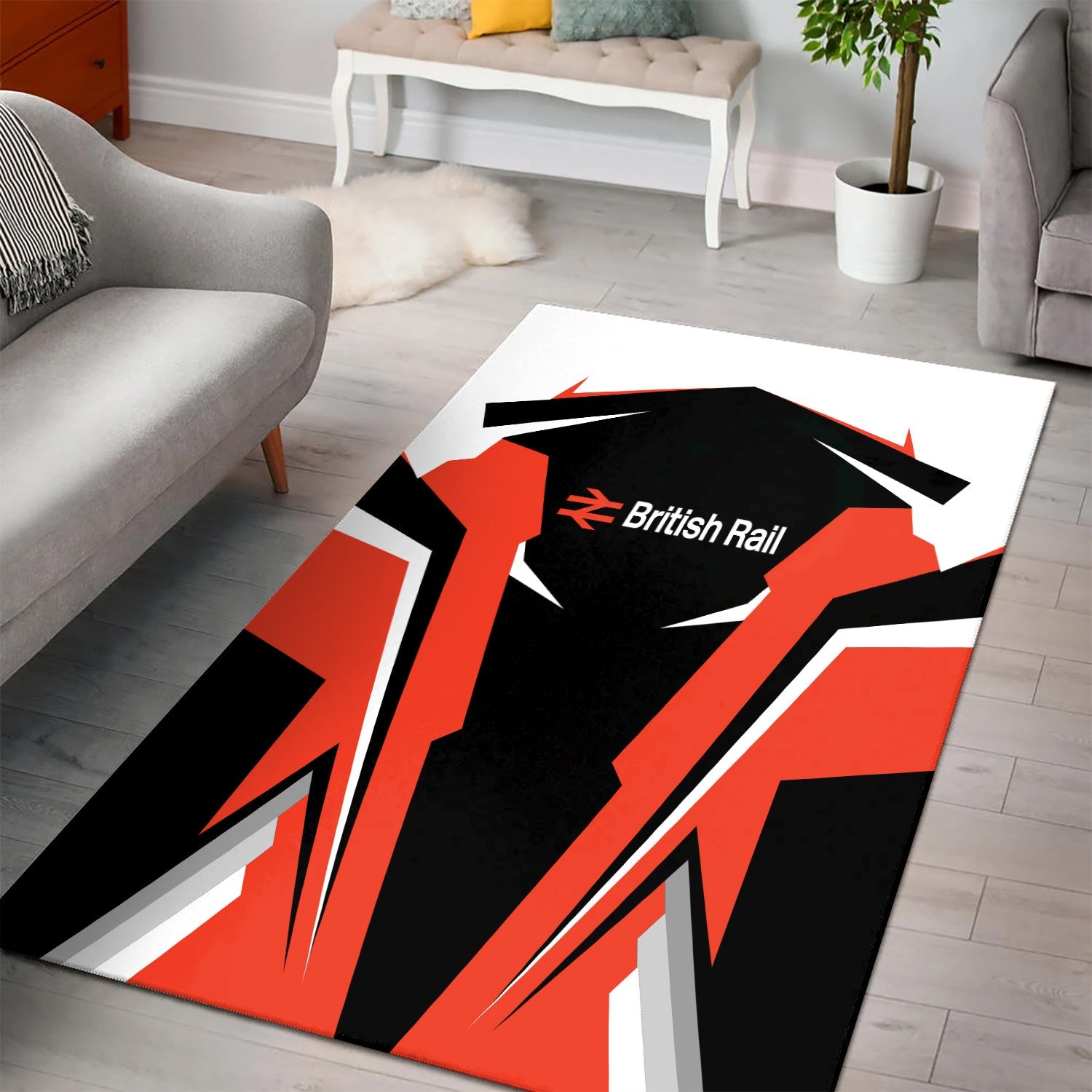 Railspirit Personalized Bristish Railway Area Rug Strong Line Style  Train Area Rug Gift Idea For Train Lover