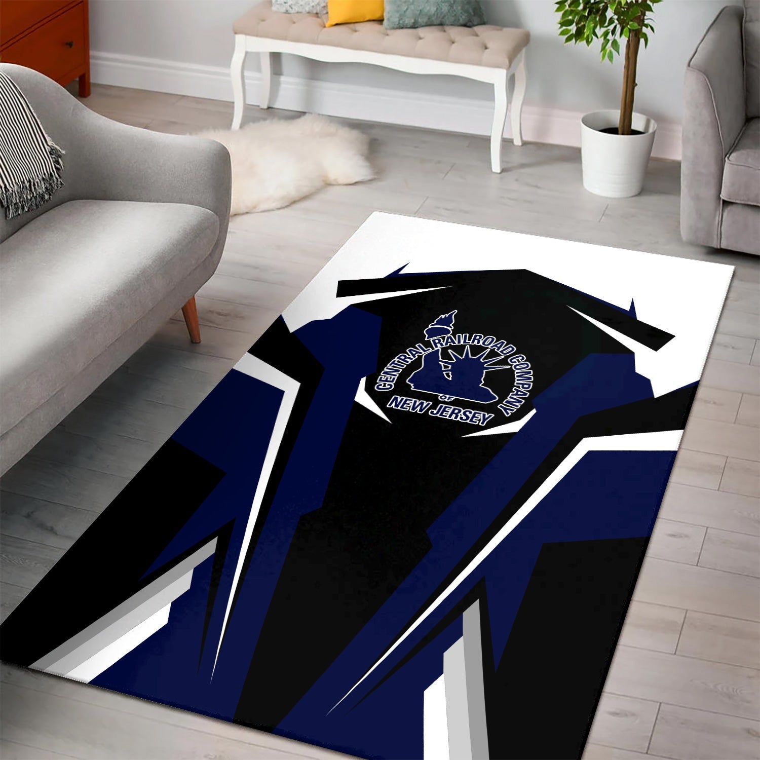 Railspirit Personalized CNJ Jersey Central Railroad Area Rug Strong Line Style Train Area Rug Gift Idea For Train Lover