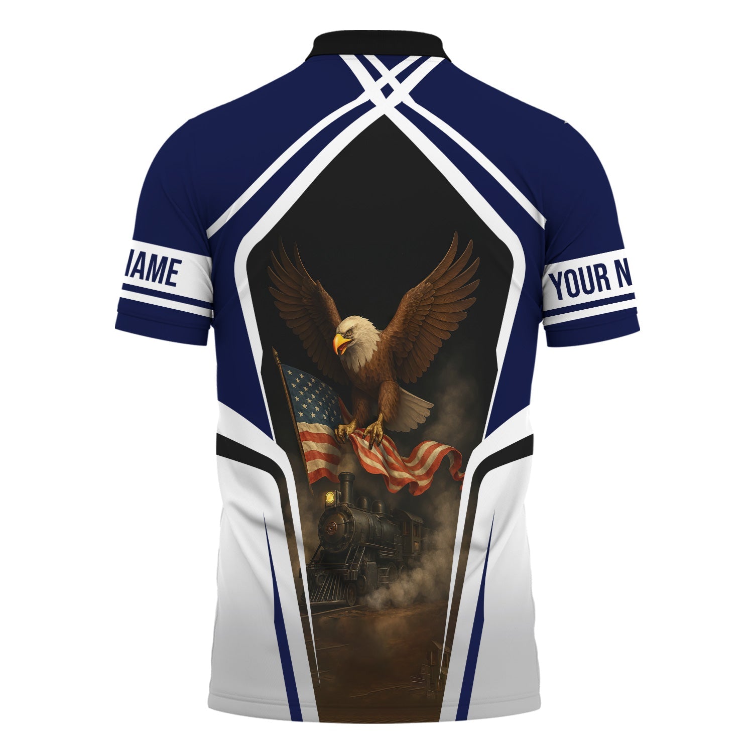 Railspirit Personalized CNJ Jersey Central Railroad Polo Shirt American Eagle Vintage Train Shirt