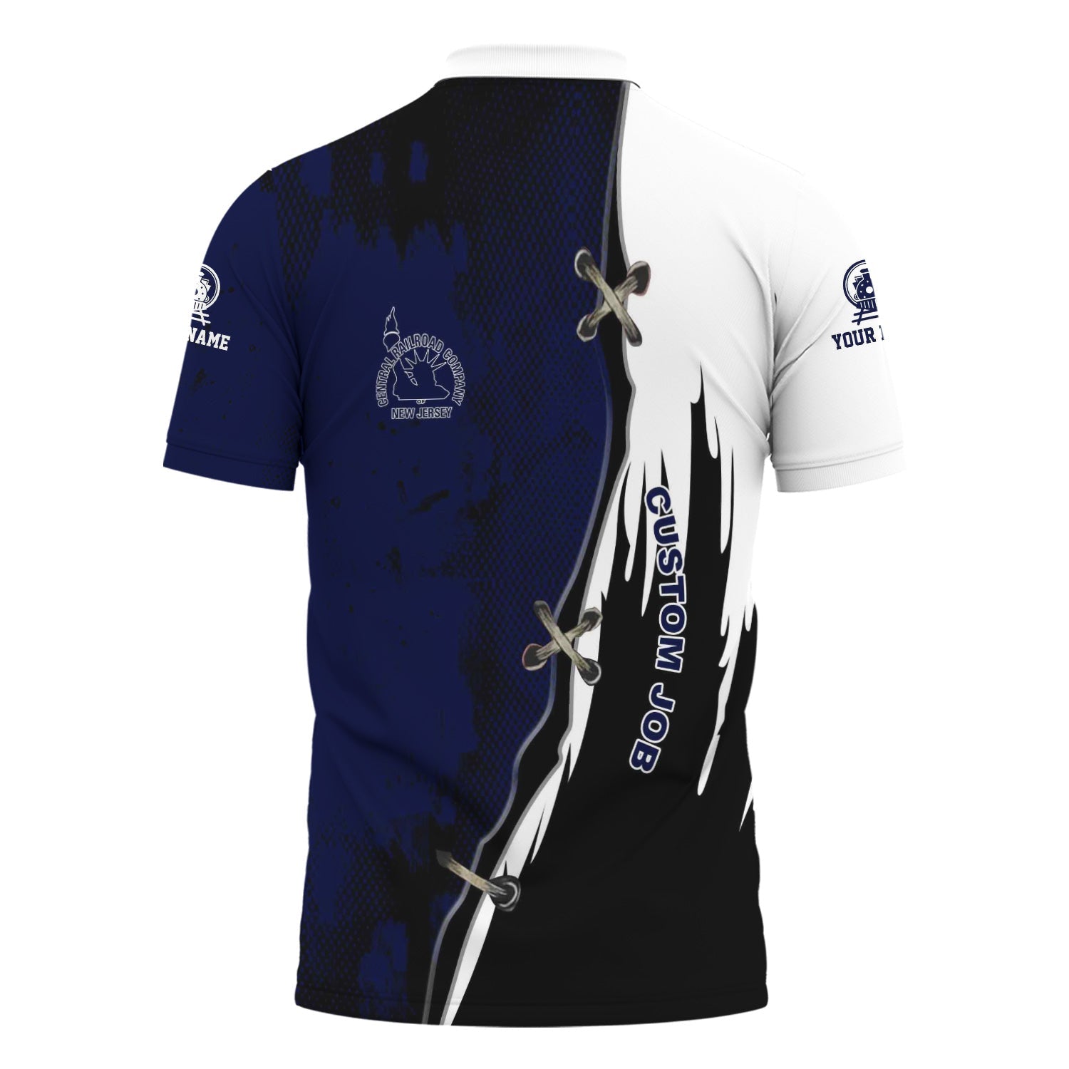 Railspirit Personalized Jersey Central Railroad Polo Shirt Retro Stitches Design with Custom Position CNJ Train Shirt