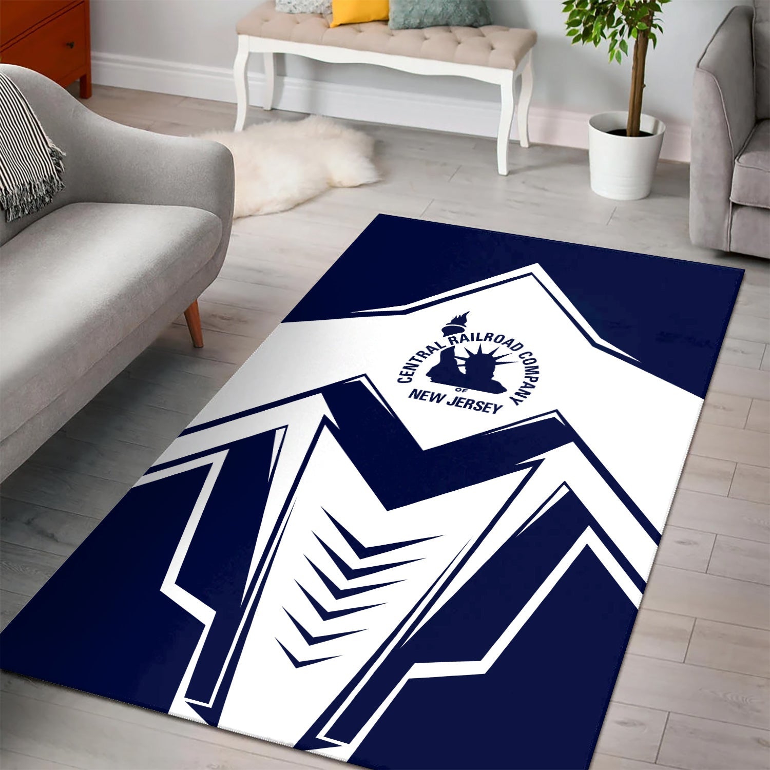 Railspirit CNJ Jersey Central Railroad Area Rug Railway Trainspotter Style Rug Gift Idea For Foamers
