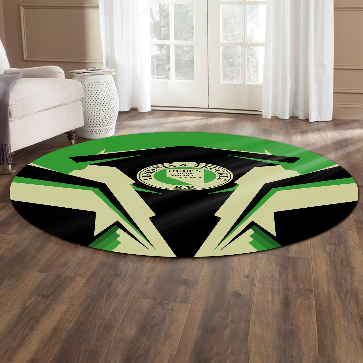 Railspirit Virginia & Truckee Railroad Round Mat Strong Line Style Rug All Over Print