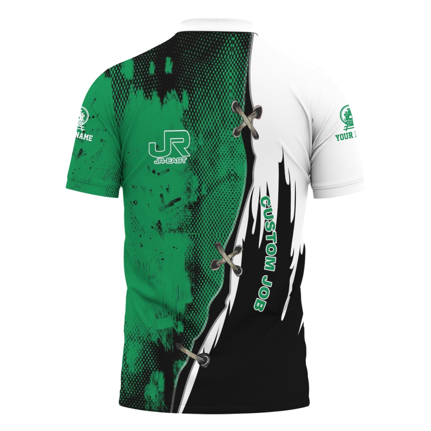 Railspirit Personalized East Japan Railway Polo Shirt Retro Stitches Design with Custom Position JR-EAST Train Shirt