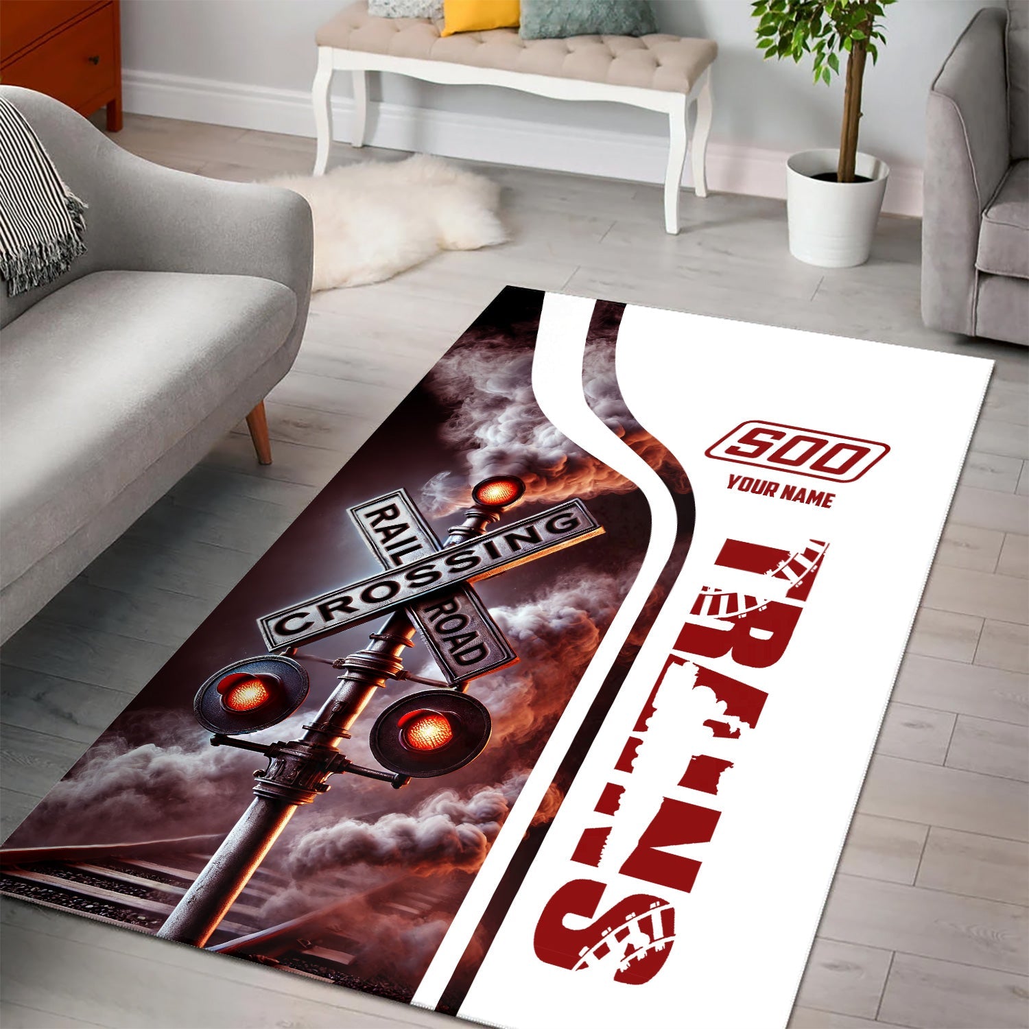 Railspirit Personalized Soo Line Railroad Area Rug Railroad Crossing Sign Rug All Over Print