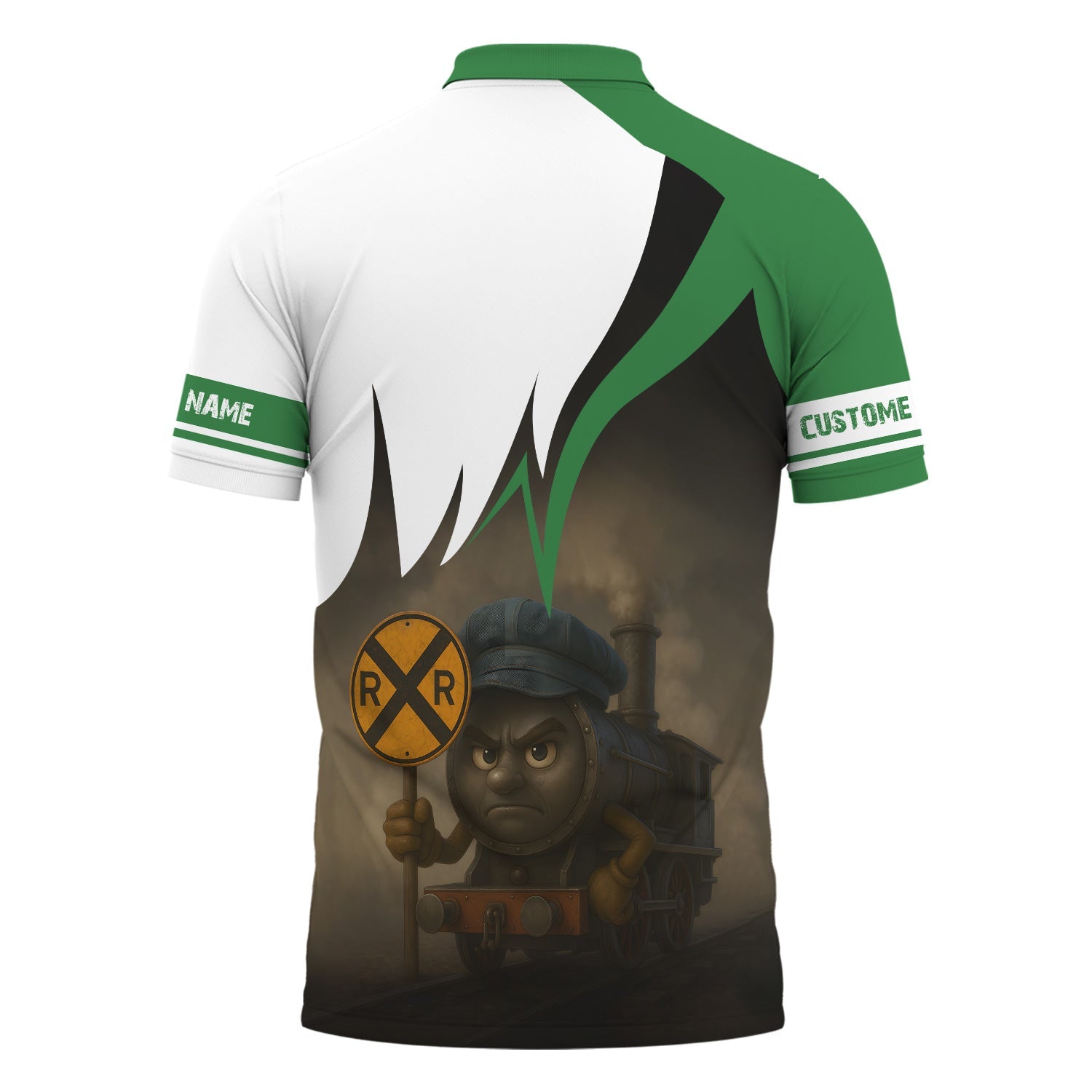 Railspirit Personalized Burlington Northern Railroad Polo Shirt Angry Train Polo Shirt Gift Idea For Train Lover