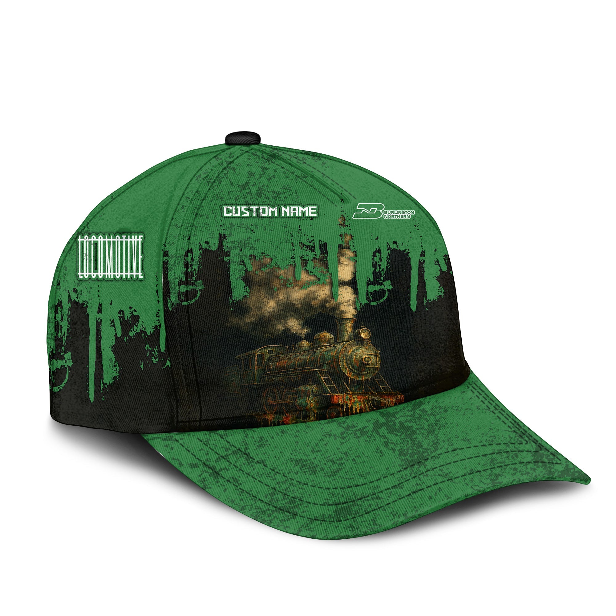 Railspirit Personalized Burlington Northern Railroad Classic Cap Vintage Train Art Style Cap For Locomotive Fans