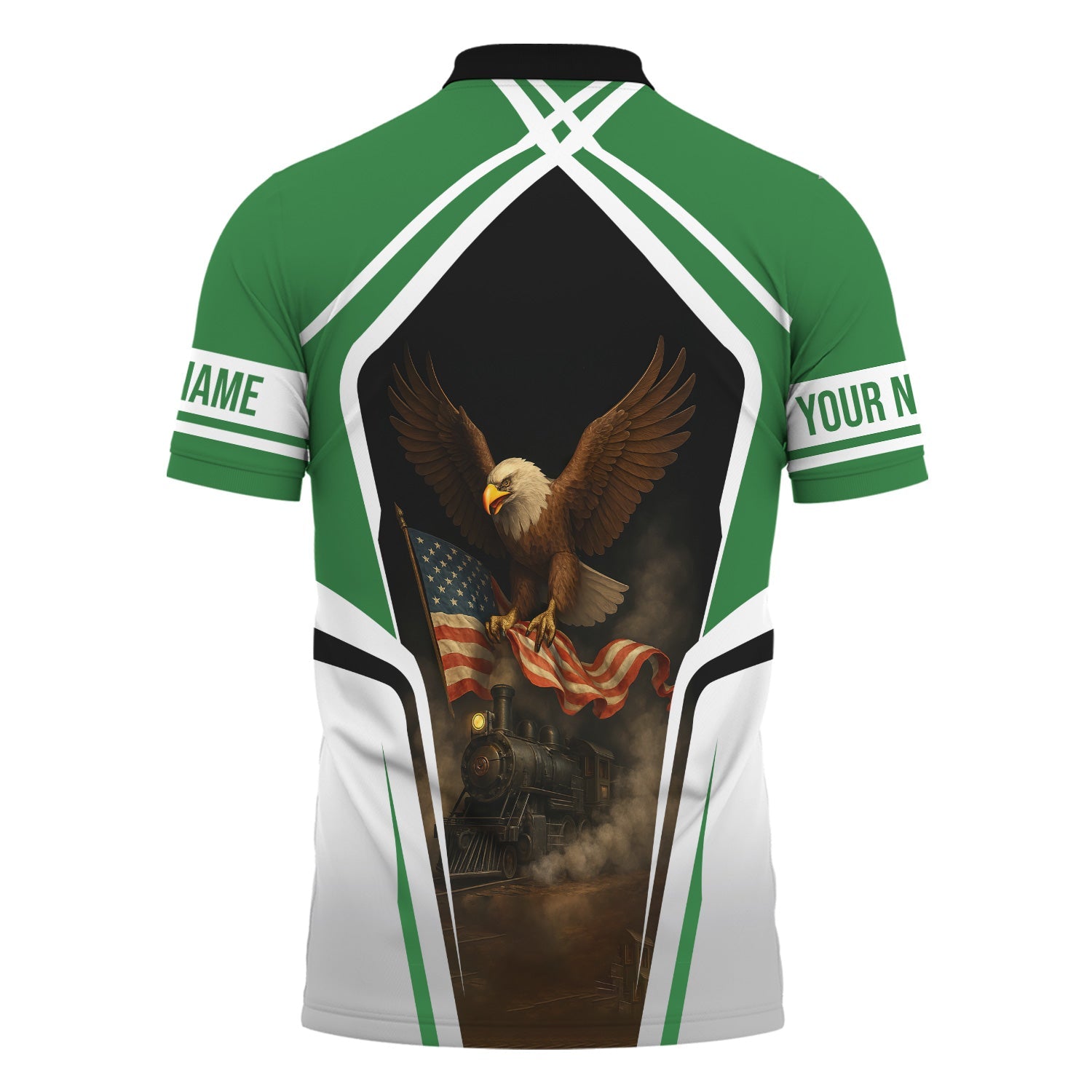 Railspirit Personalized Burlington Northern Railroad Polo Shirt American Eagle Vintage Train Shirt