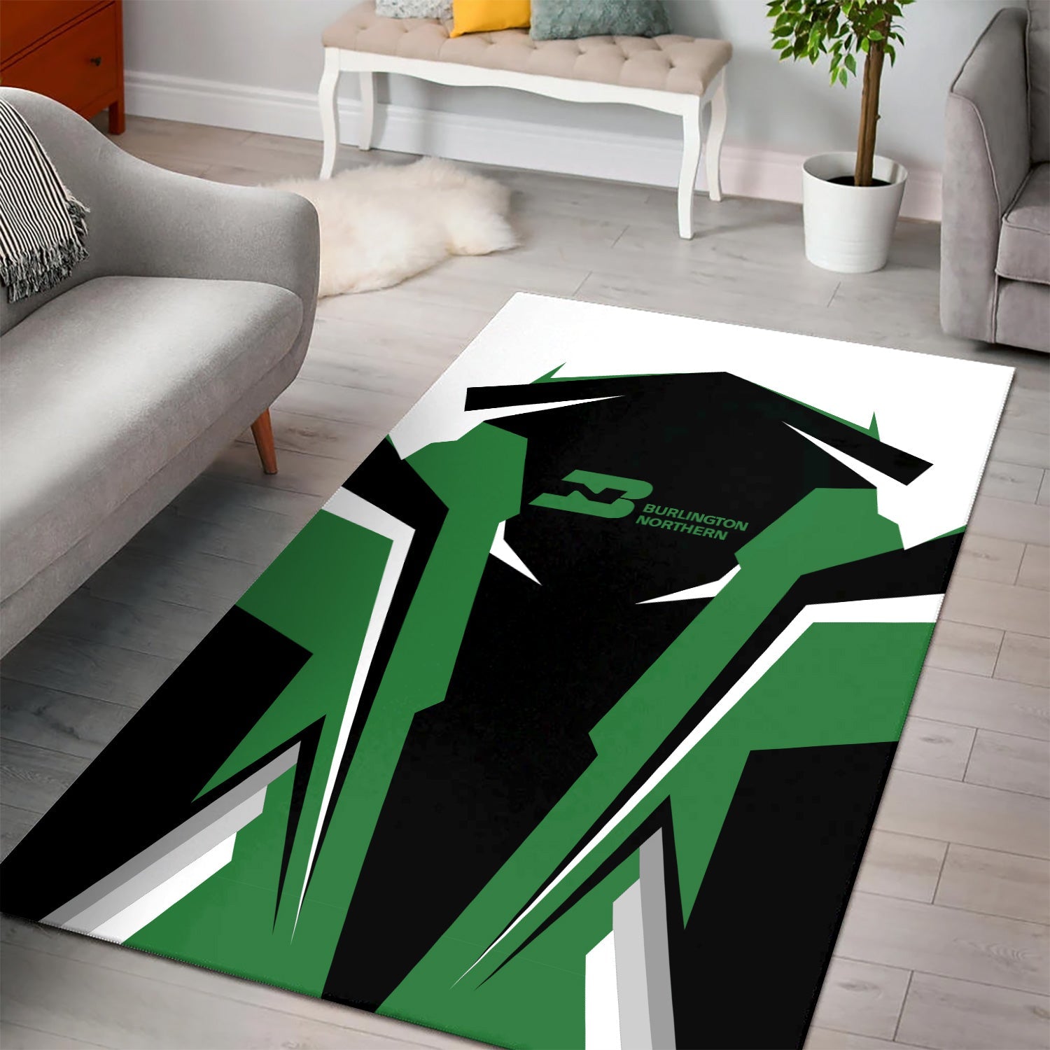 Railspirit Personalized Burlington Northern Railroad Area Rug Strong Line Style  Train Area Rug Gift Idea For Train Lover