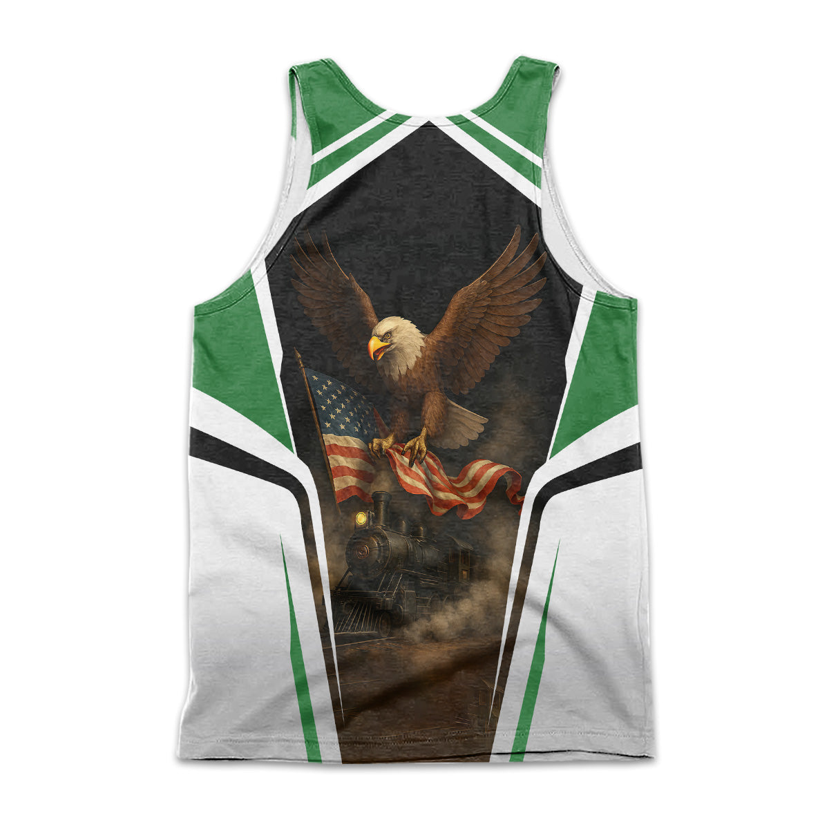 Railspirit Personalized Burlington Northern Railroad Men Tank Top American Eagle Vintage Train Shirt