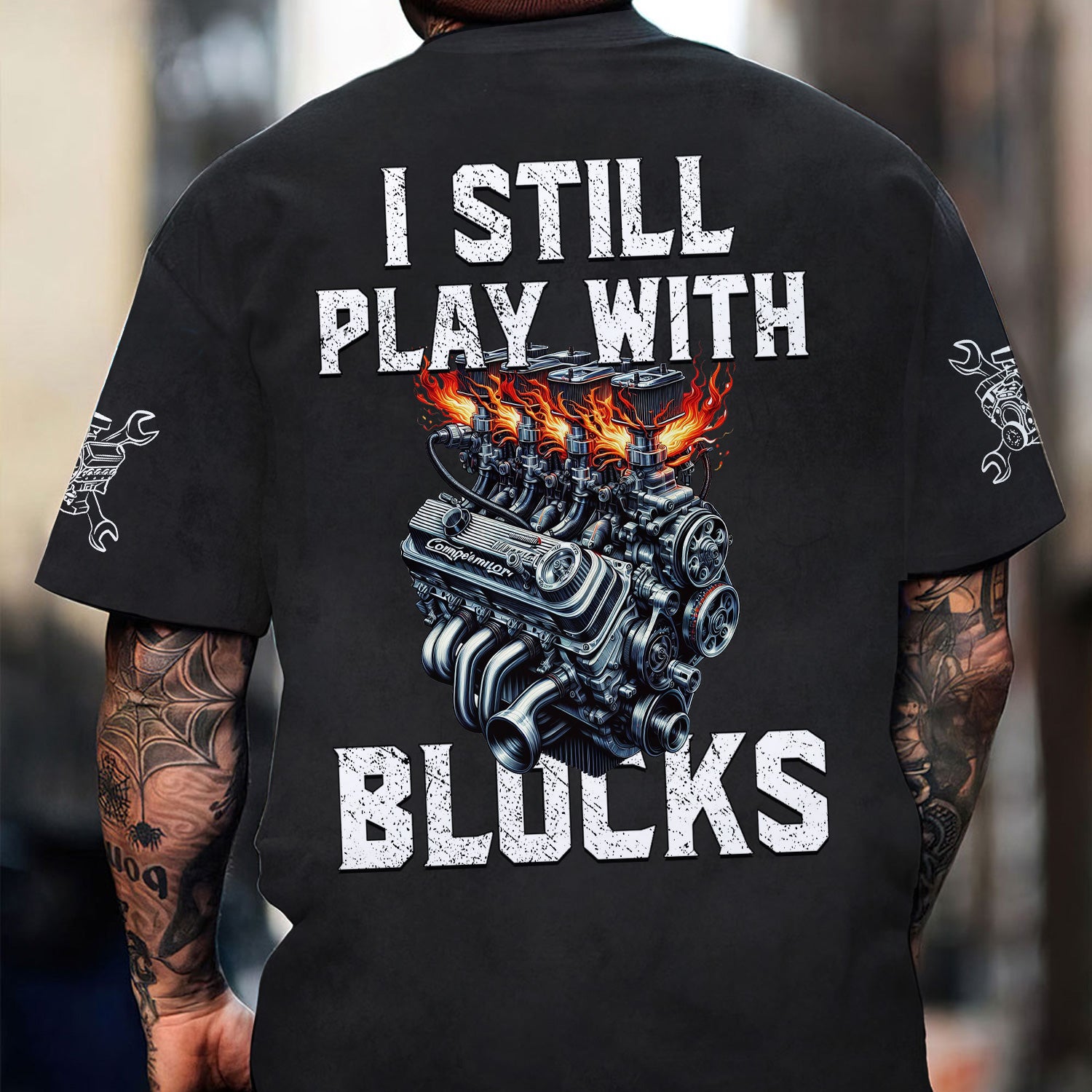 Personalized Mechanic Shirt, Funny Engine Block Graphic Tee with Custom Name for Auto Repair Garage Technician Car Enthusiast Gift