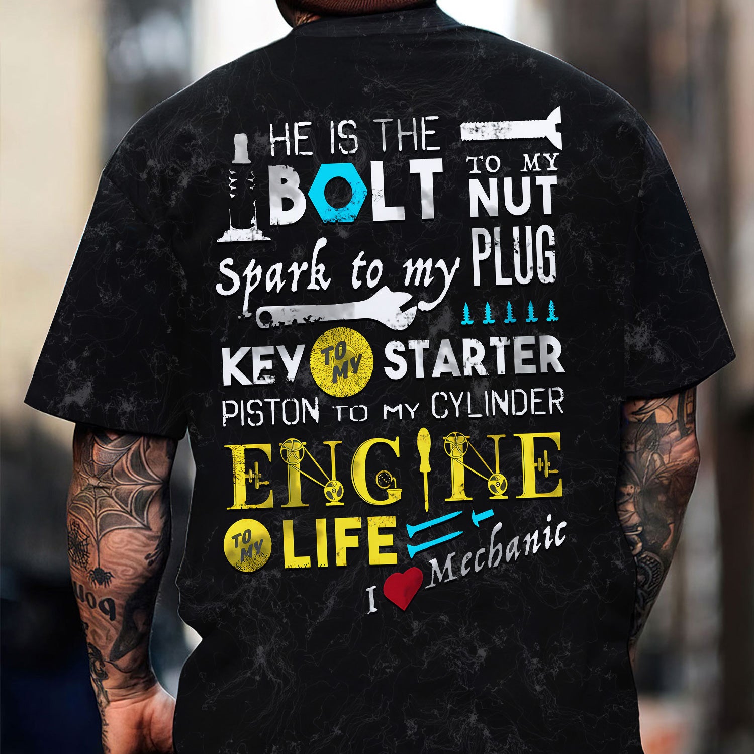 I Love Mechanic Shirt, He Is The Bolt To My Nut Spark To My Plug Black Hoodie Jacket