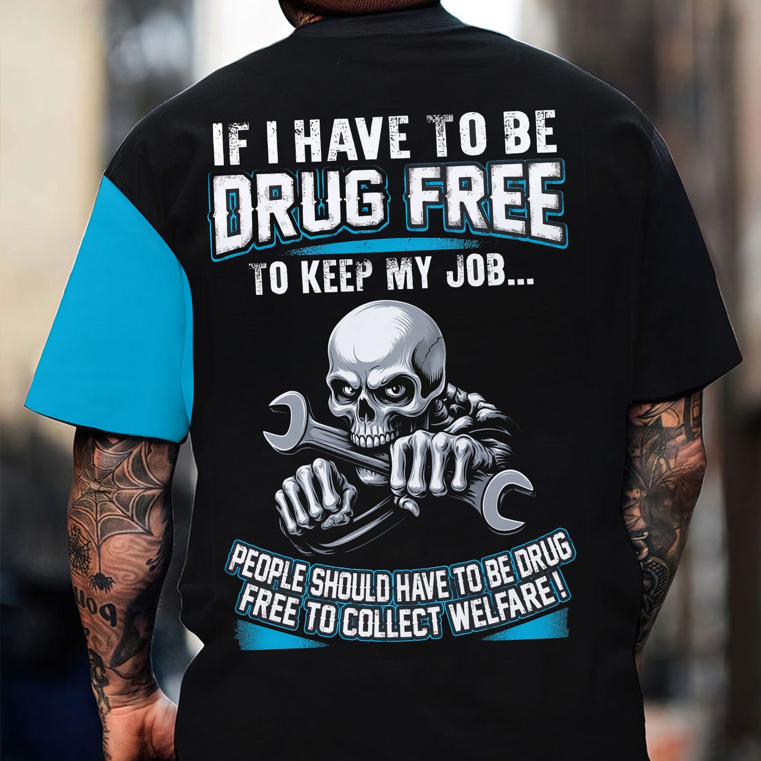 Personalized Mechanic Shirt, Drug Free Job Quote, Custom Name Shirt, Cool Skull Design, Funny Work Apparel, Gift for Mechanics