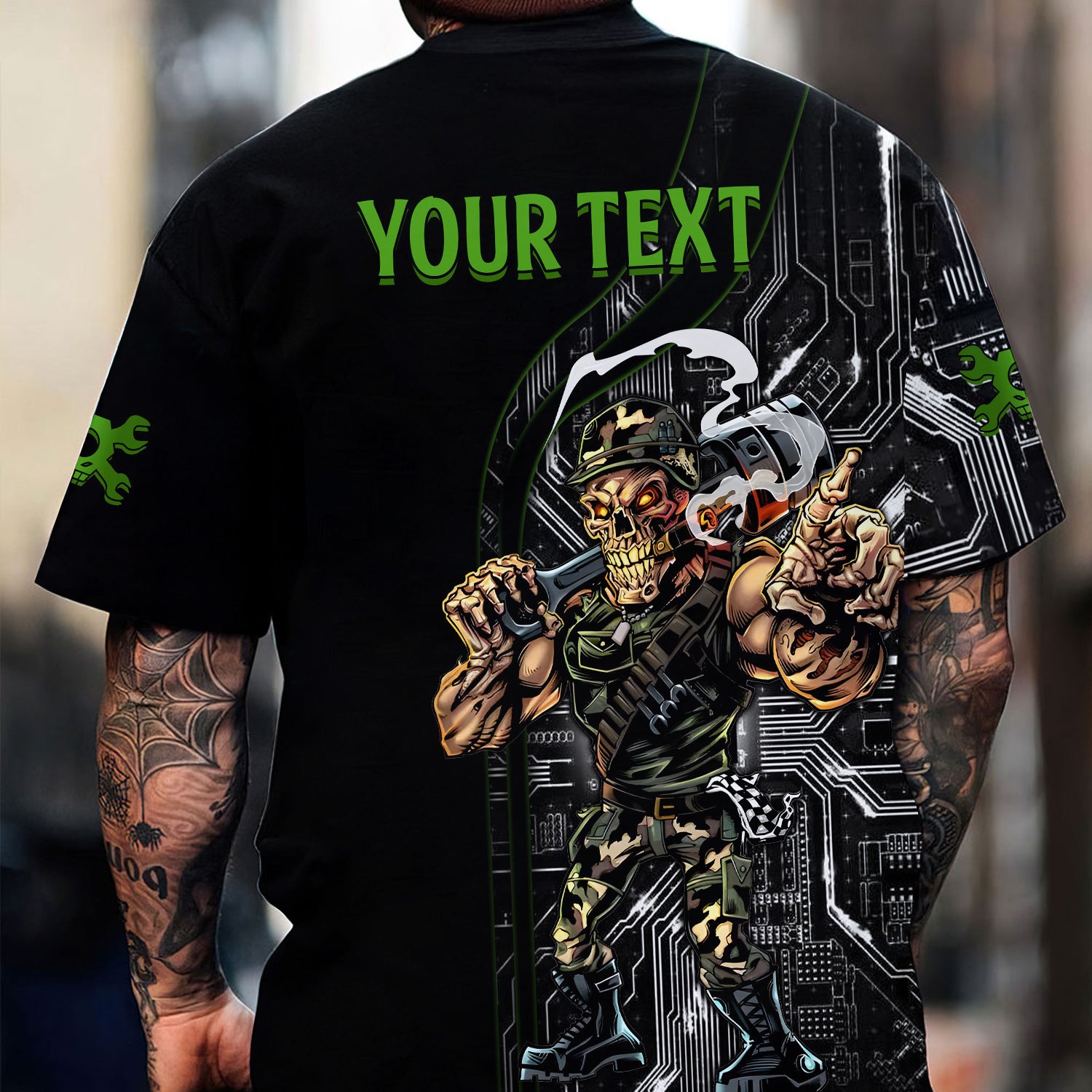 Personalized Mechanic T Shirt Custom Name Skull Wrench Auto Repair Garage Workwear Tee Funny Car Repair Shirt Gift for Men Dad Husband