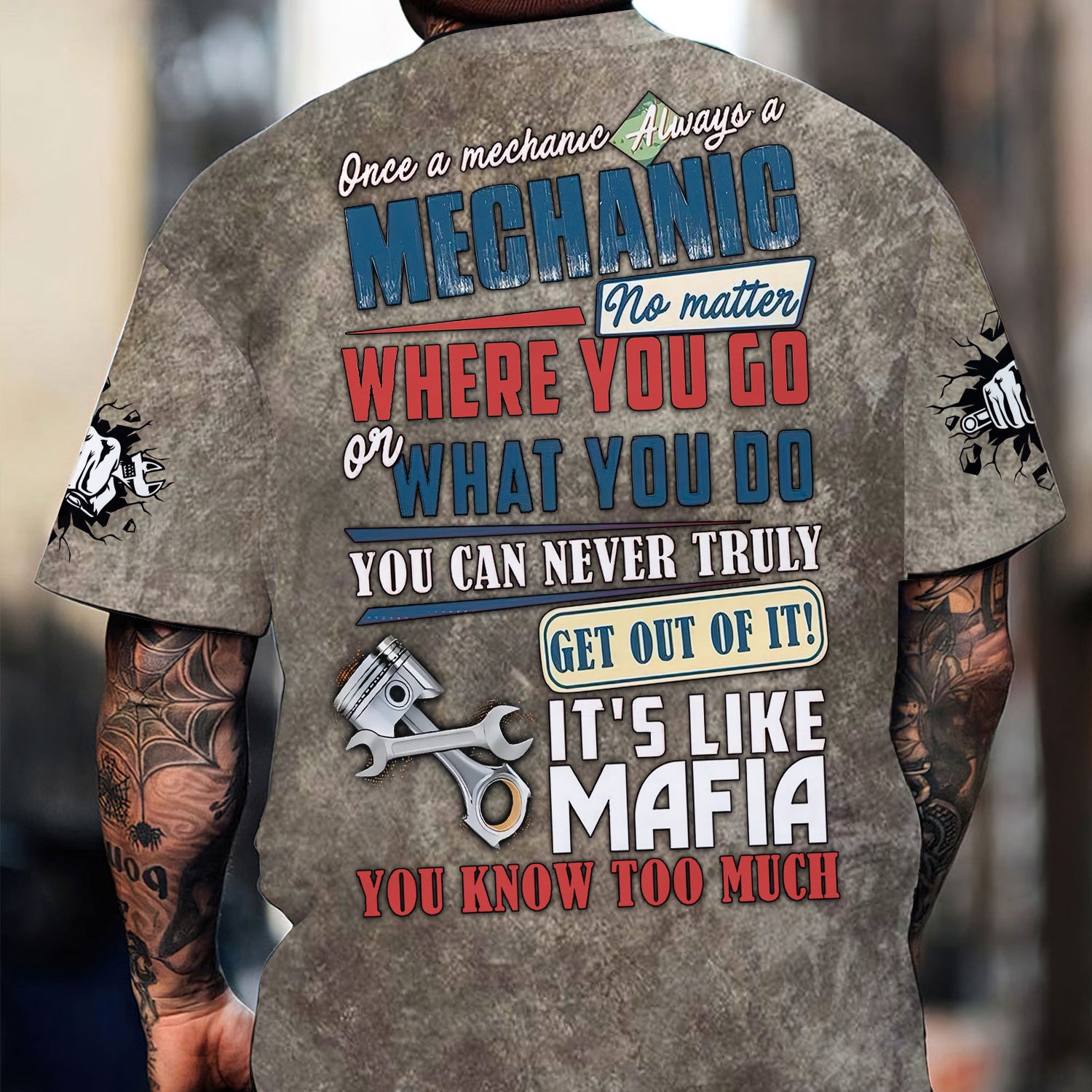 Funny Mechanic T Shirt Auto Repair Garage Workwear Tee Car Repair Wrench Shirt Gift for Men Dad Husband Boyfriend Diesel Engine Lover