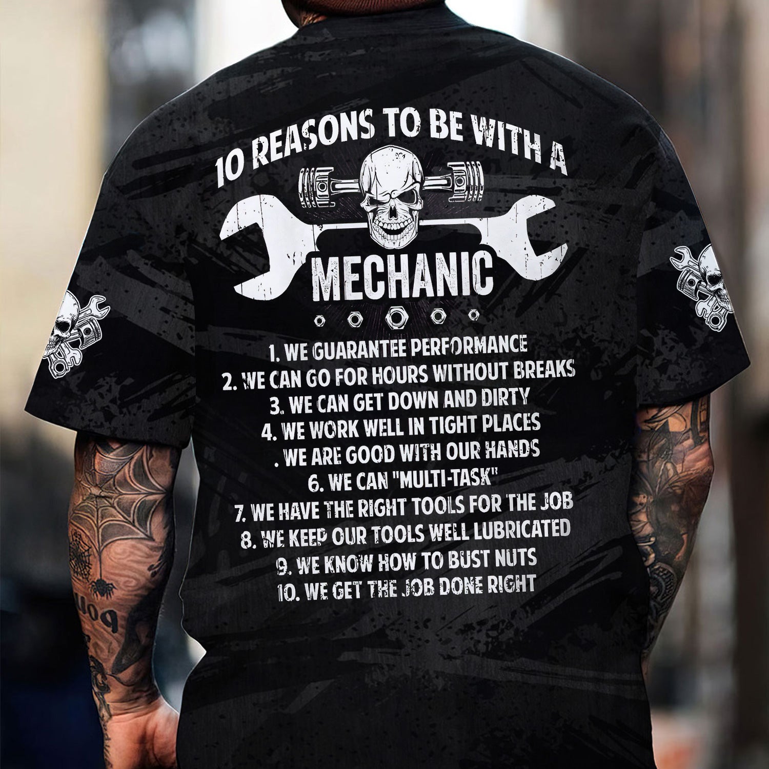 Custom Name Mechanic Shirt 10 Reasons To Be With A Mechanic Skull Wrench Auto Repair Garage Workwear Tee Car Repair Shirt Gift For Men Dad
