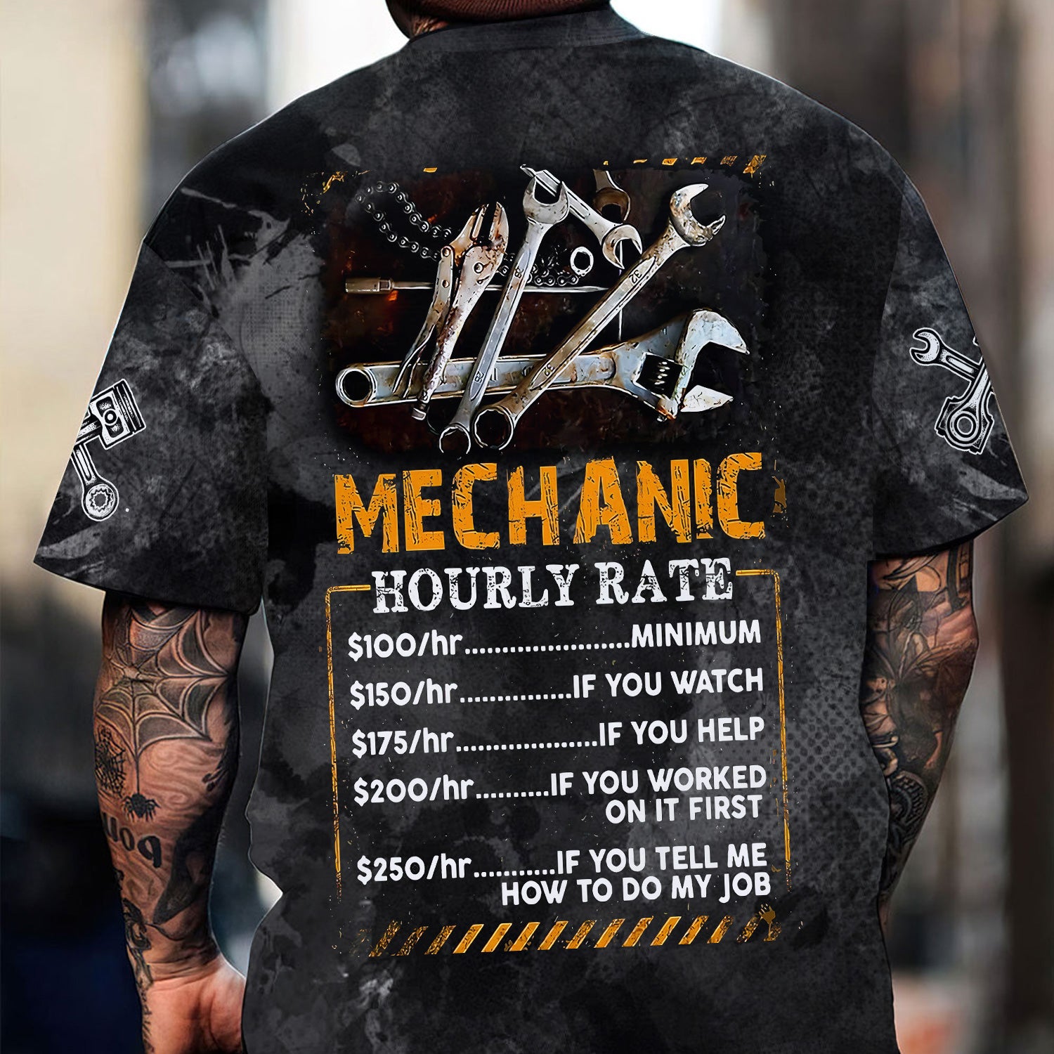 Personalized Mechanic T Shirt Custom Name Hourly Rate Funny Auto Repair Garage Workwear Tee Car Repair Wrench Shirt Gift For Men Dad