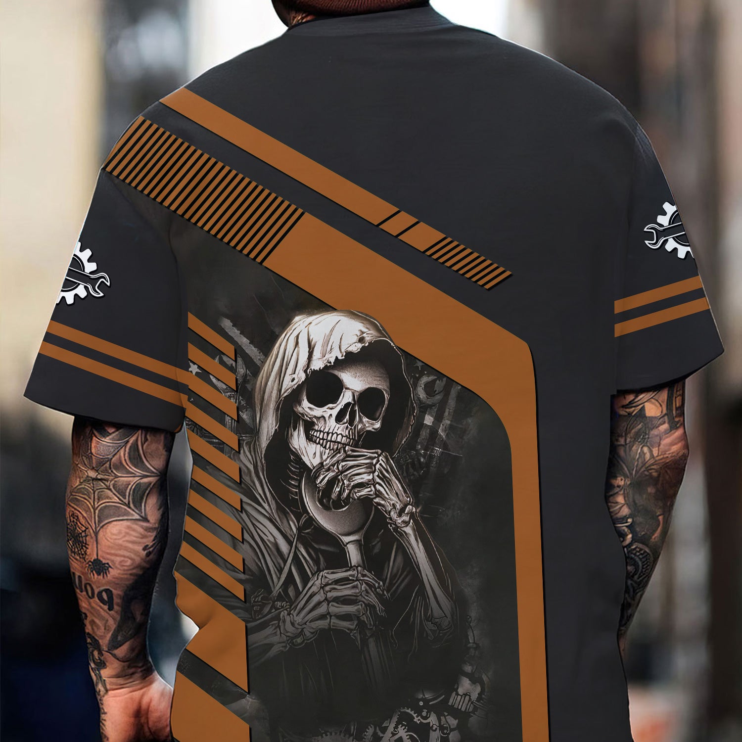 Personalized Mechanic Shirt Custom Name Skull Wrench Auto Repair Garage Workwear Tee Car Repair Shirt Gift For Men Dad Husband Boyfriend