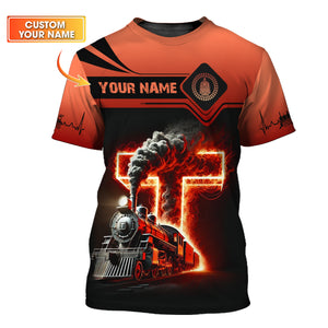Railspirit Personalized Train Shirt Vintage Locomotive Fire & Steam T-Shirt for Train Fans