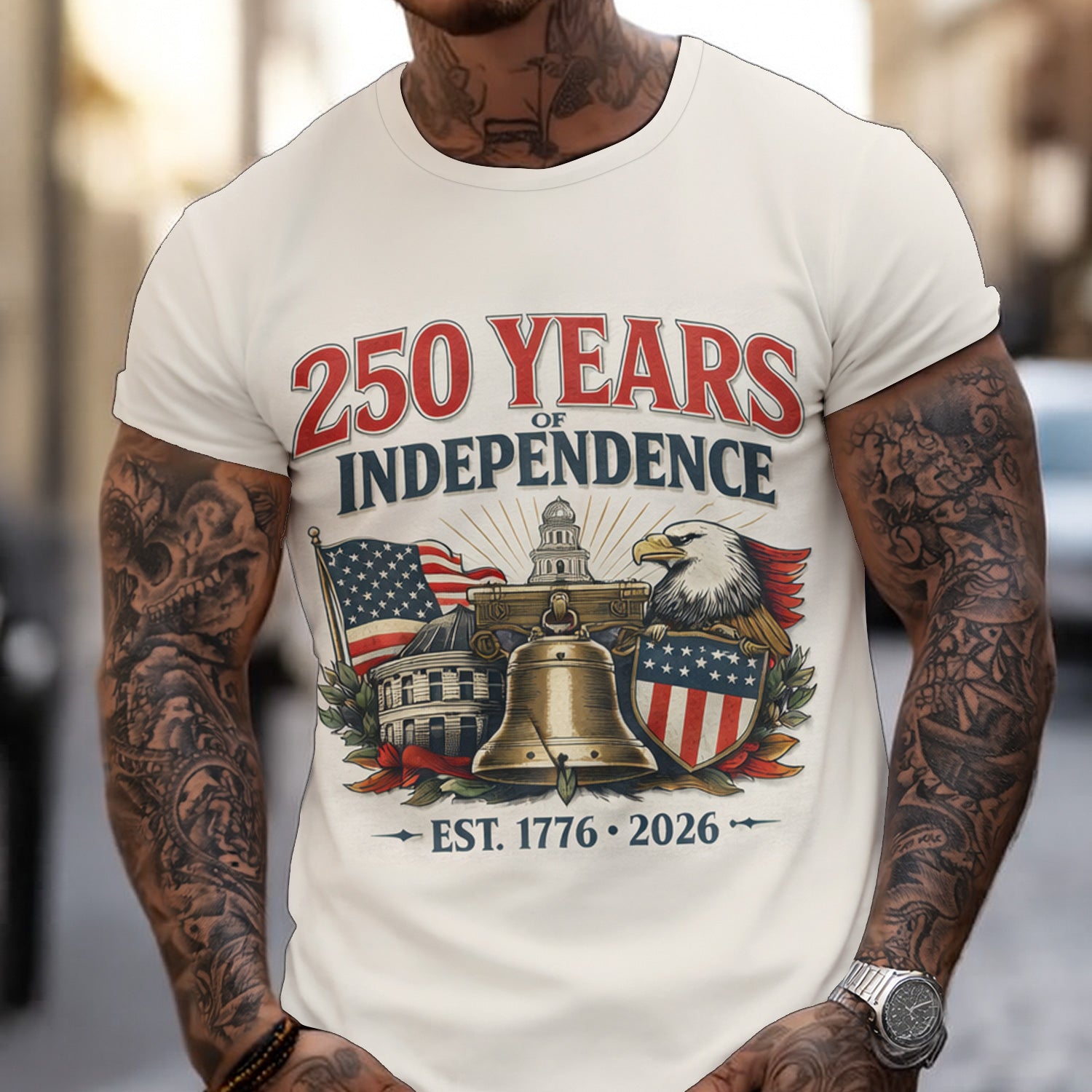 America 250 Years of Independence T Shirt, 1776–2026 Patriotic Liberty Bell Eagle Shirt, USA History Gift