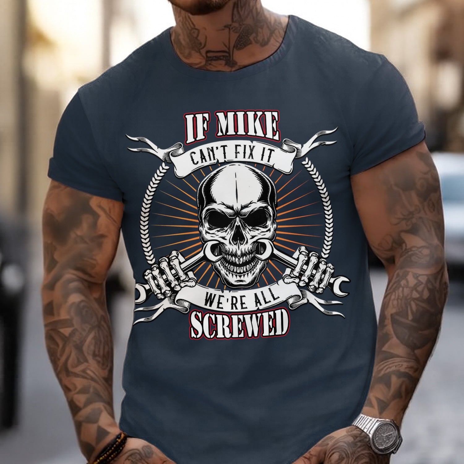 If Mike Can’t Fix It We’re All Screwed Shirt, Funny Mechanic Hoodie, Skull & Wrench Graphic Gift for Men and Technicians