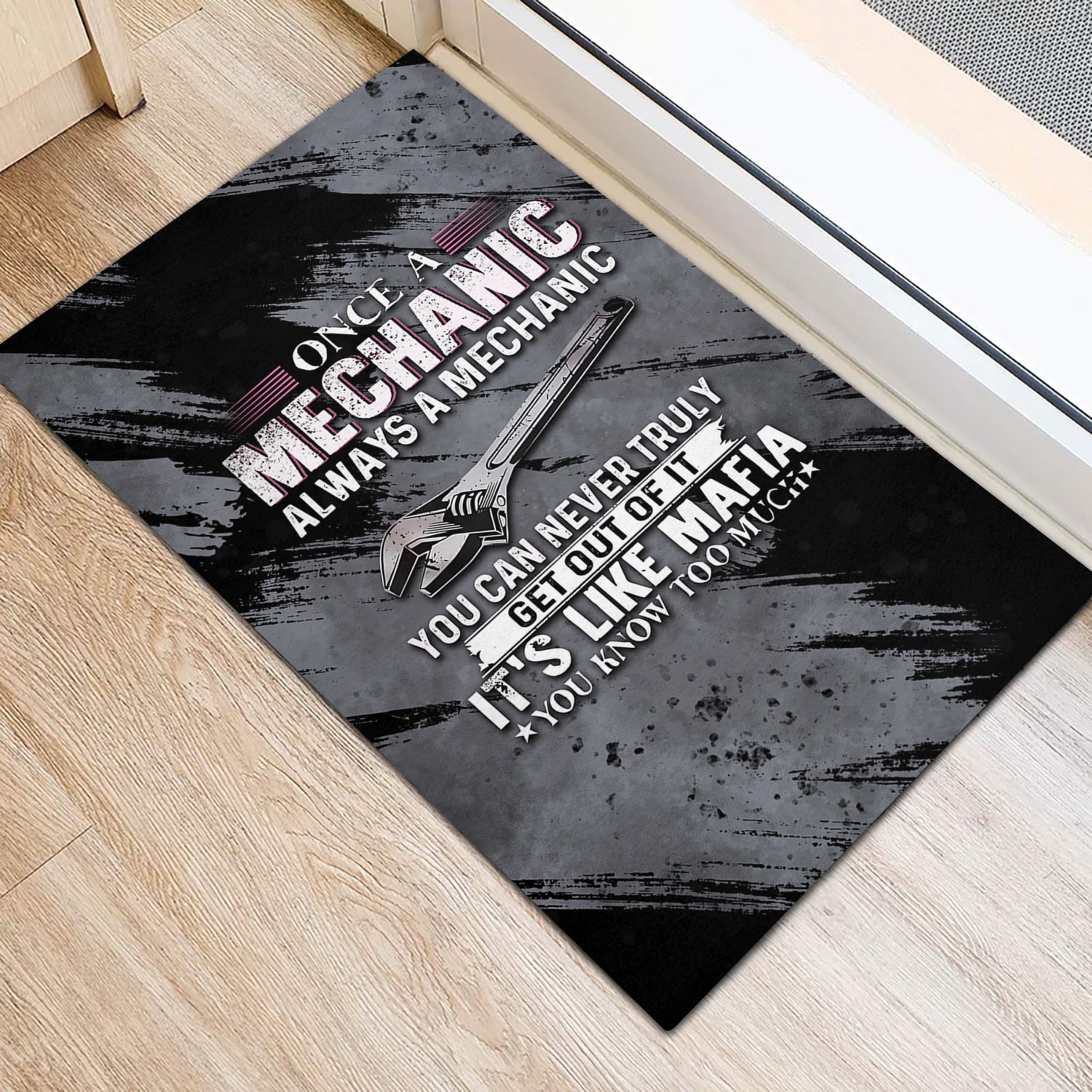 Once A Mechanic Always A Mechanic Doormat Funny Printed Vintage Mechanic Door Mat