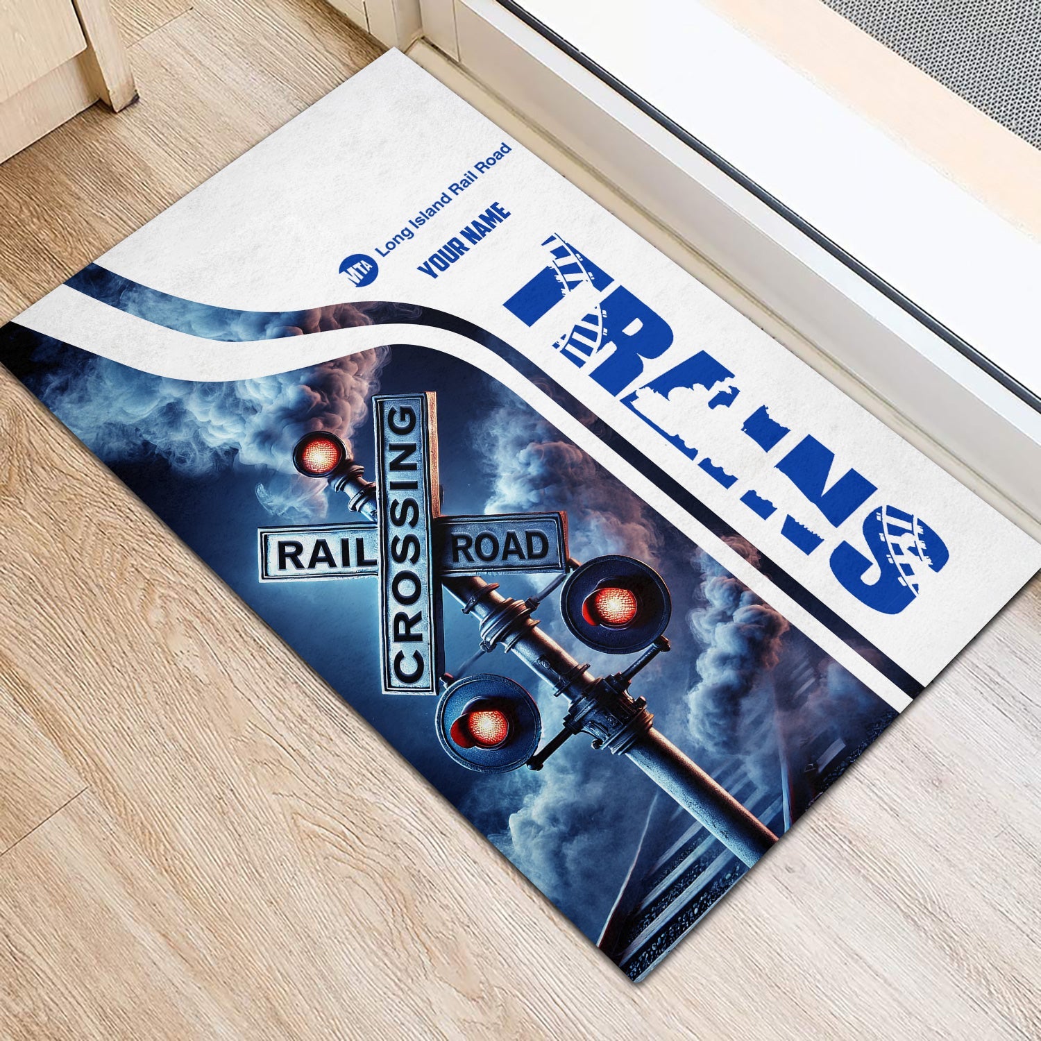 Railspirit Personalized Long Island Railroad Doormat Railroad Crossing Sign Mat All Over Print
