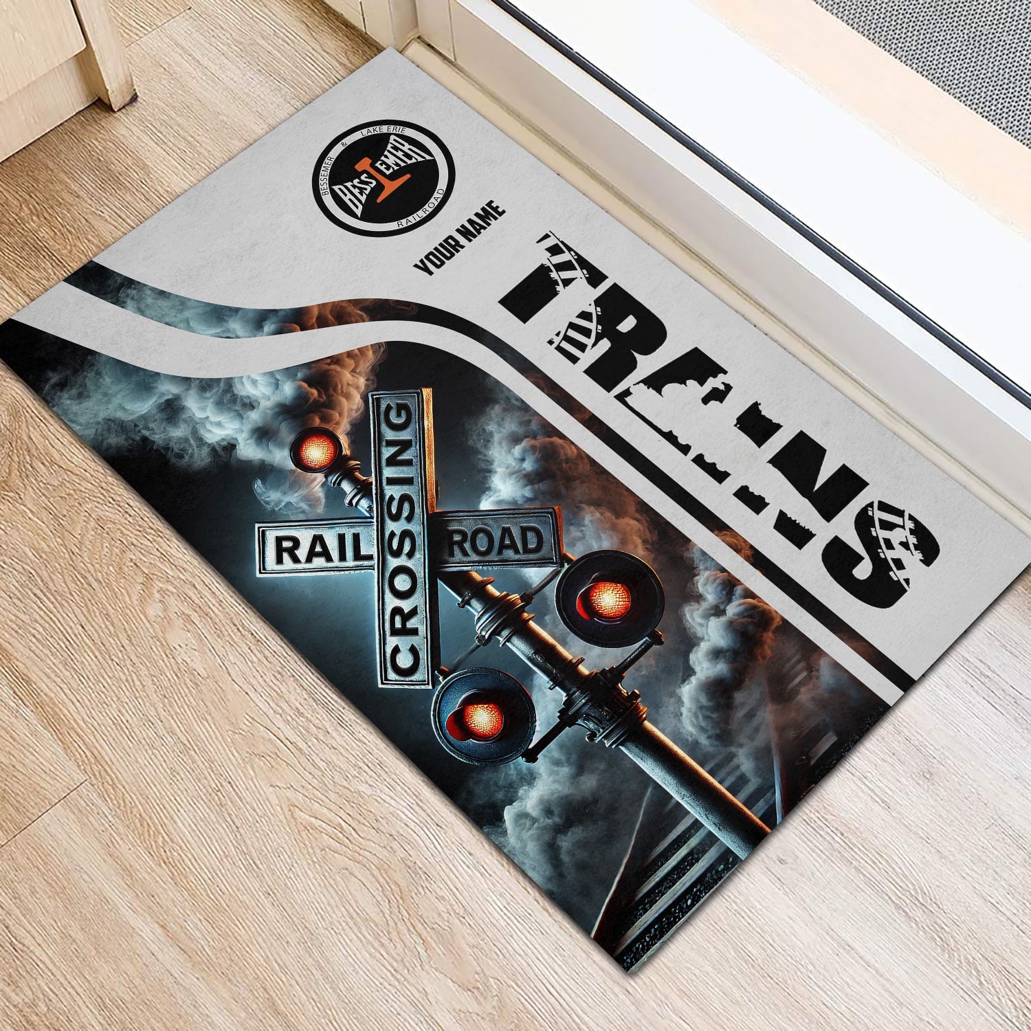 Railspirit Personalized Bessemer And Lake Erie Railroad Doormat Railroad Crossing Sign Mat All Over Print