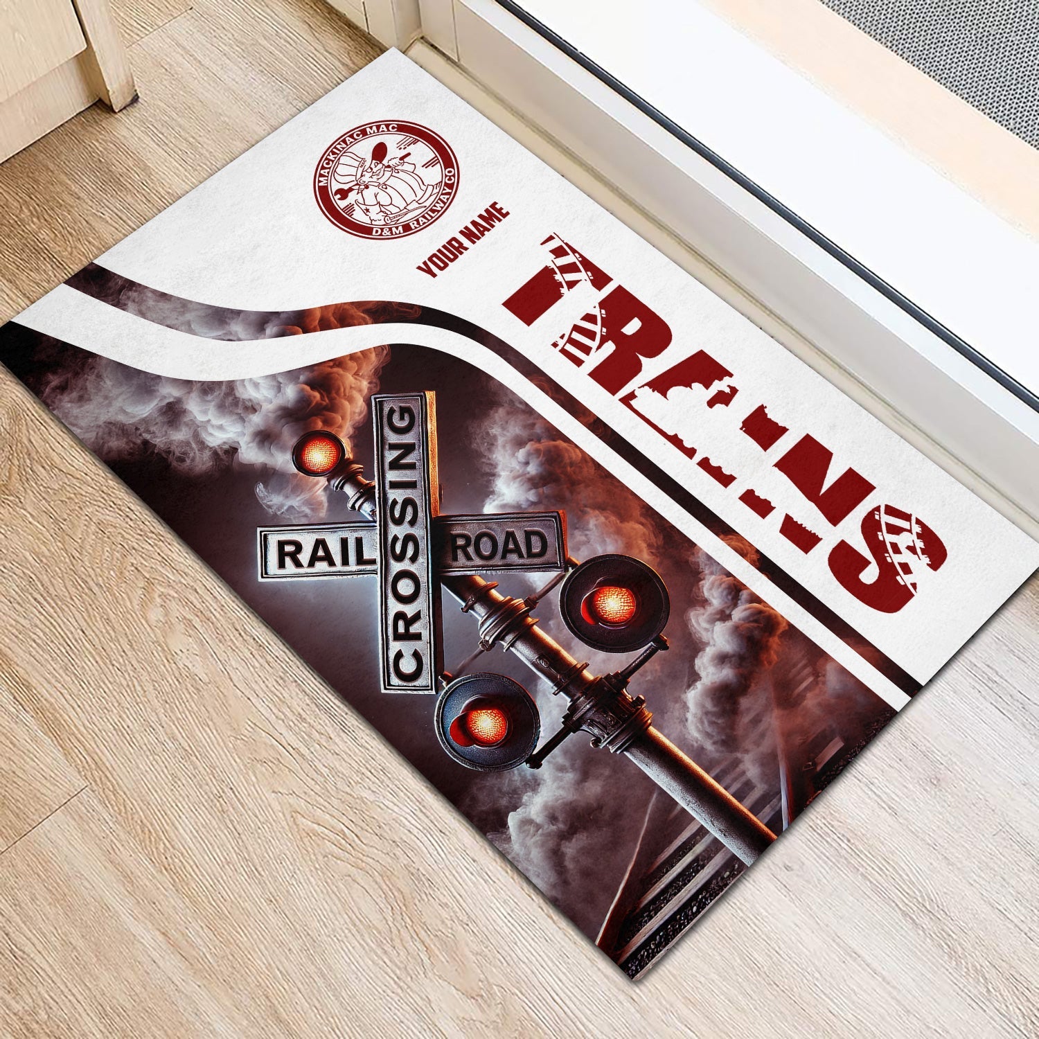 Railspirit Personalized Detroit & Mackinac Railroad Doormat Railroad Crossing Sign Mat All Over Print