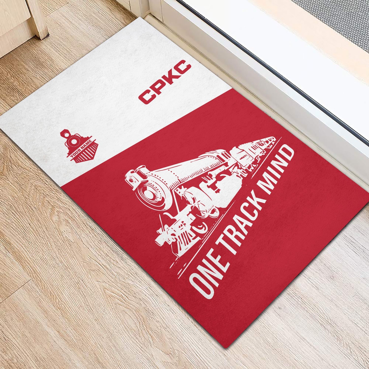 Railspirit Personalized Canadian Pacific Kansas City Doormat One Track Mind CPKC Mat Gift Idea For Train Lover