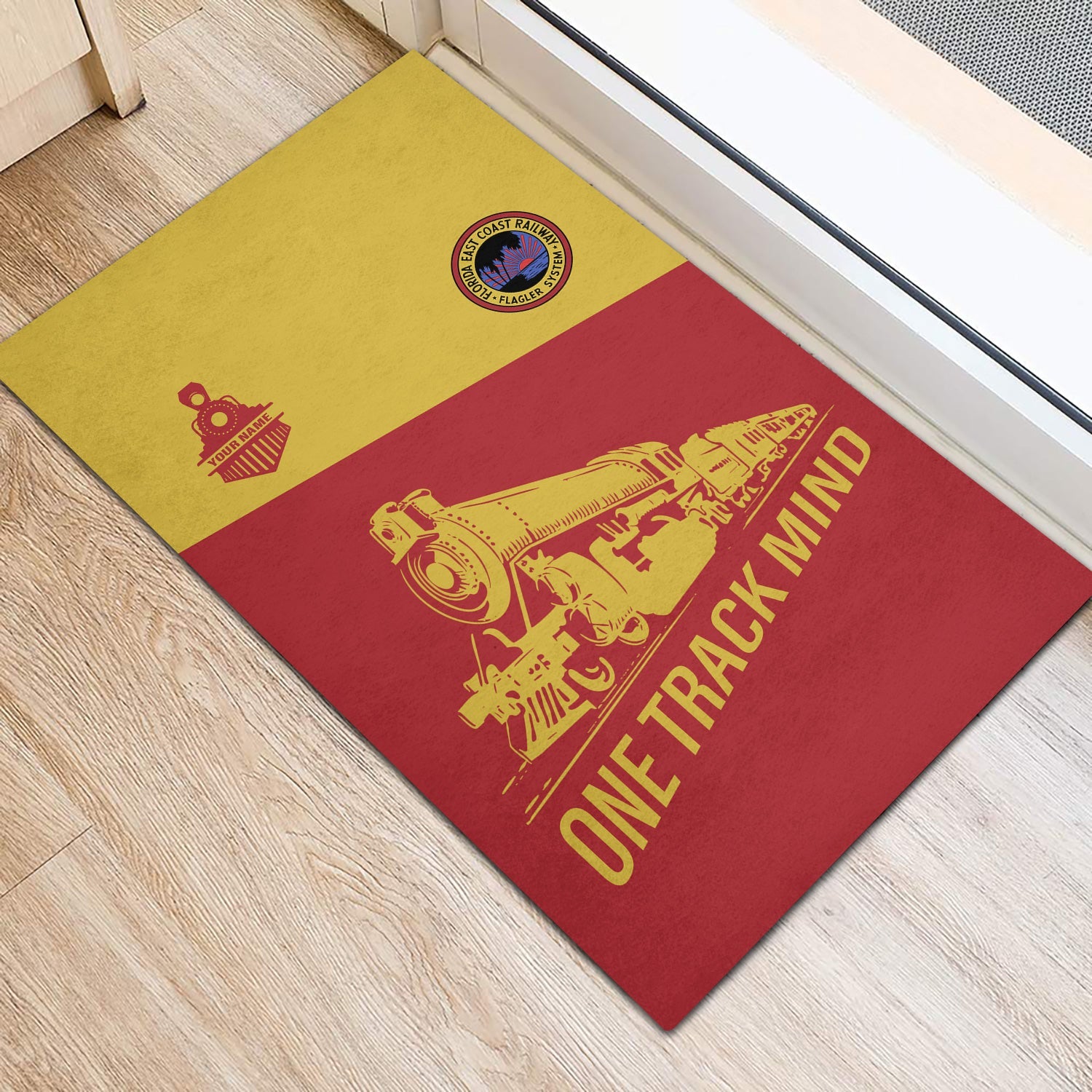 Railspirit Personalized Florida East Coast Railway Doormat One Track Mind Mat Gift Idea For Train Lover