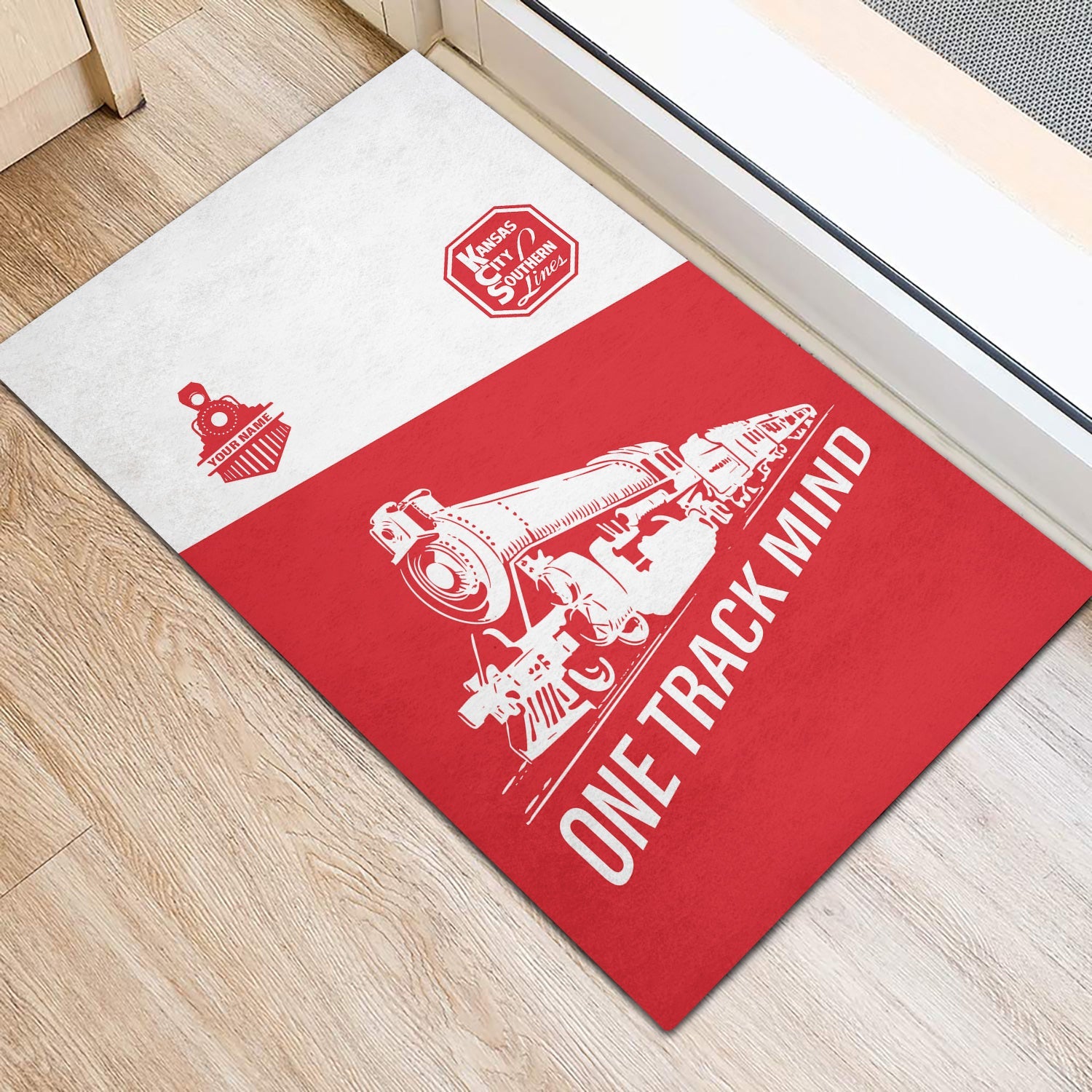 Railspirit Personalized Kansas City Southern Doormat One Track Mind Mat Gift Idea For Train Lover