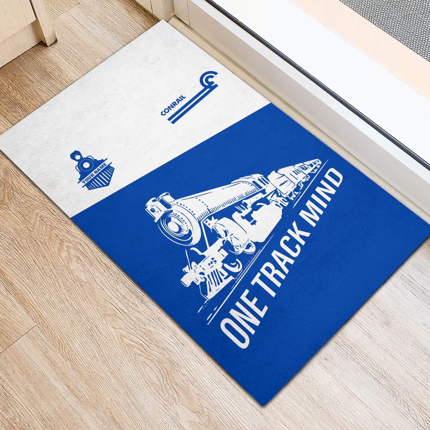 Railspirit Personalized Conrail Railroad Doormat One Track Mind Mat Gift Idea For Train Lover