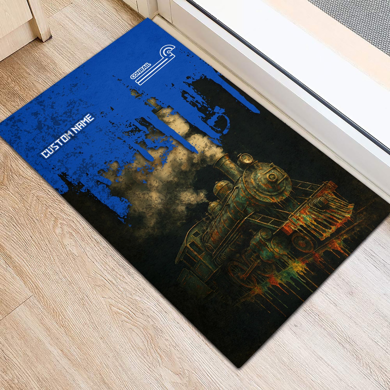 Railspirit Personalized Conrail Railroad Doormat Vintage Train Art Style Mat For Locomotive Fans