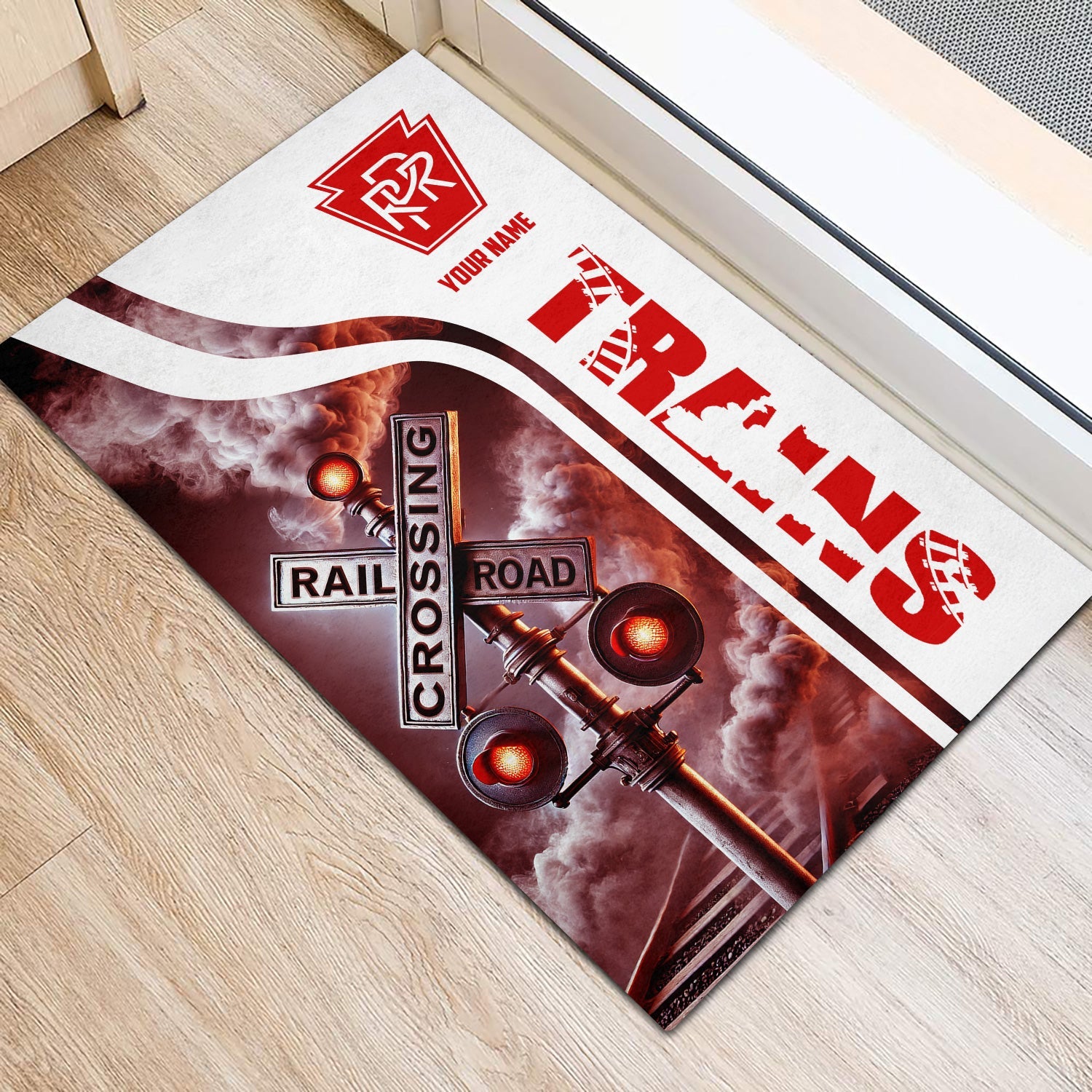 Railspirit Personalized Pennsylvania Railroad Doormat Railroad Crossing Sign Mat All Over Print