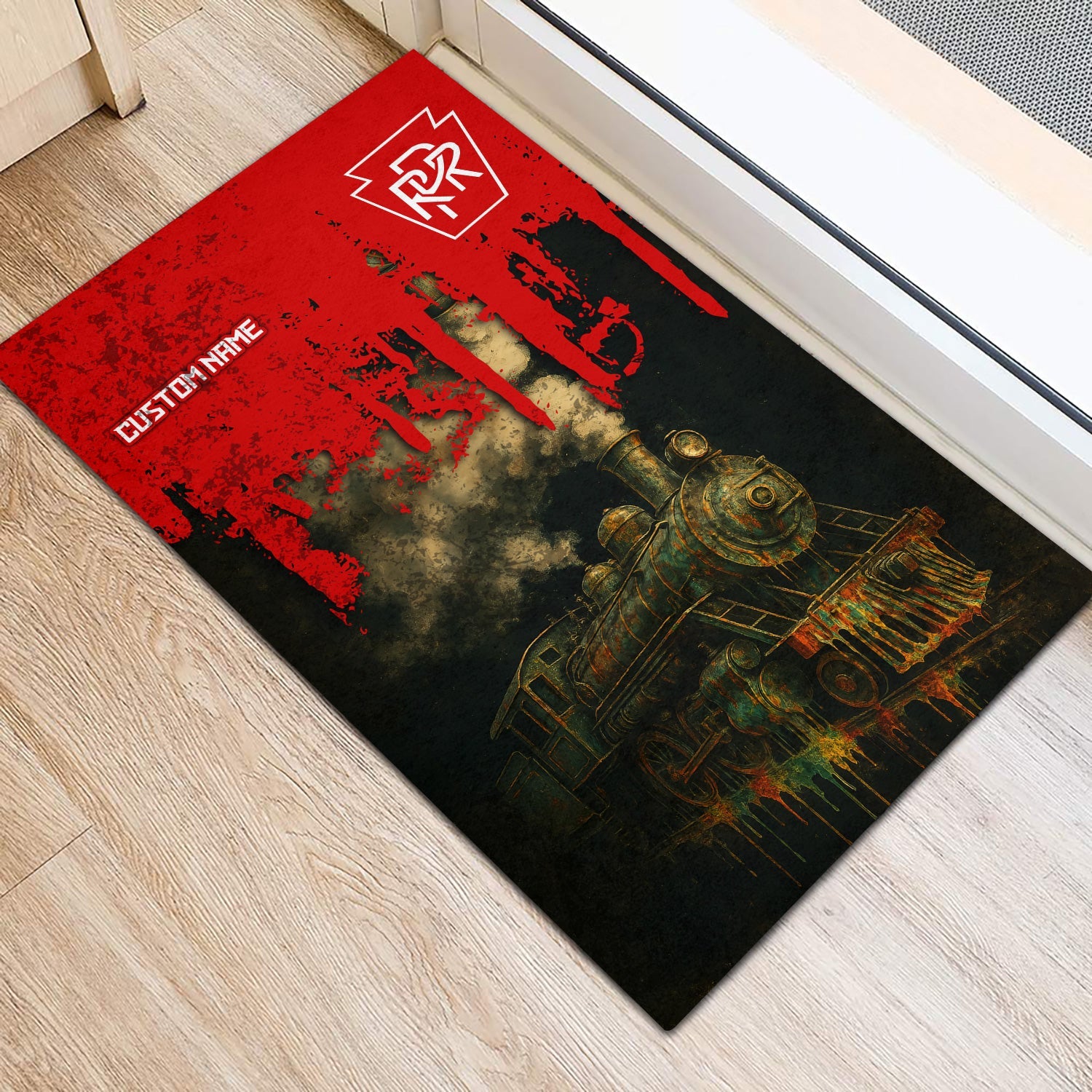 Railspirit Personalized Pennsylvania Railroad Doormat Vintage Train Art Style Mat For Locomotive Fans