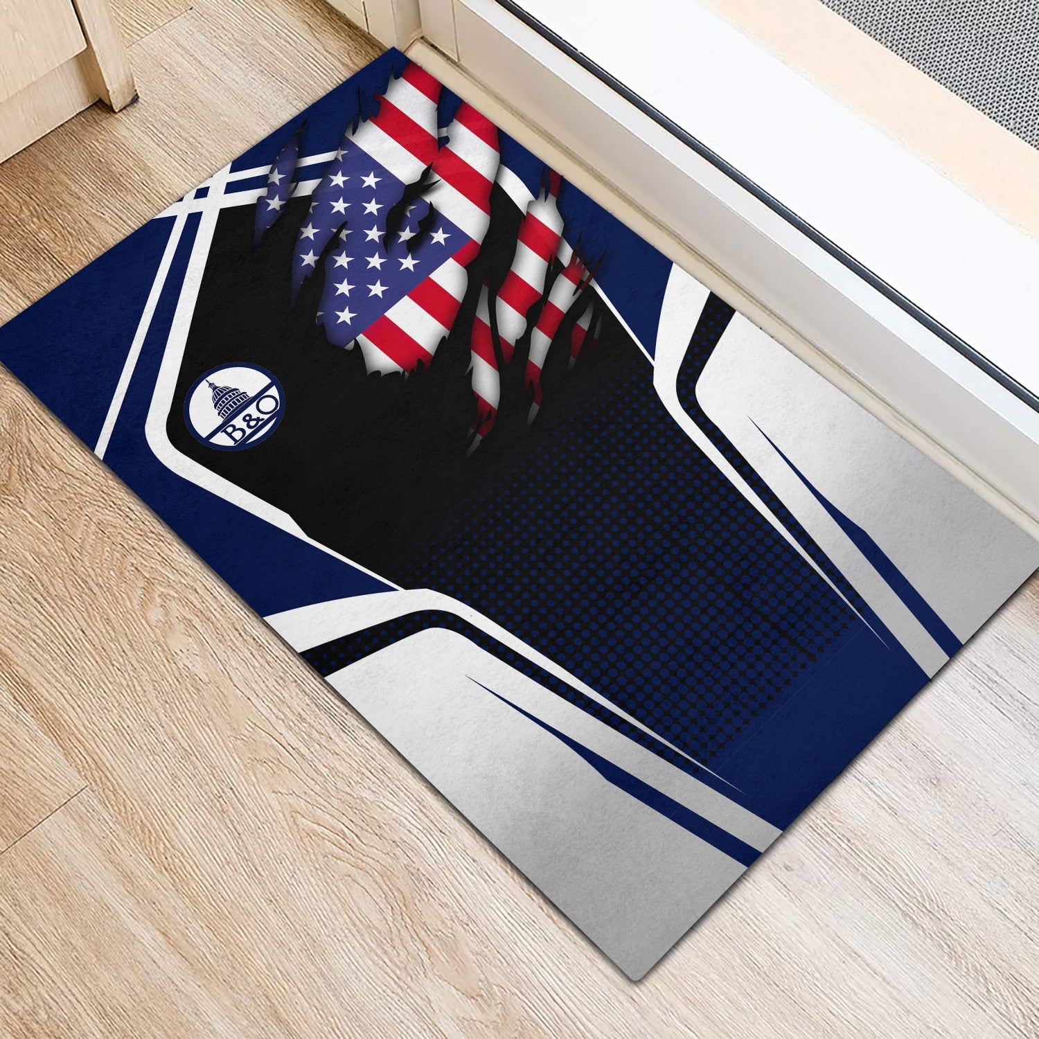 Railspirit Personalized Baltimore and Ohio Railroad Doormat American Vintage B&O All Over Printed Door Mat
