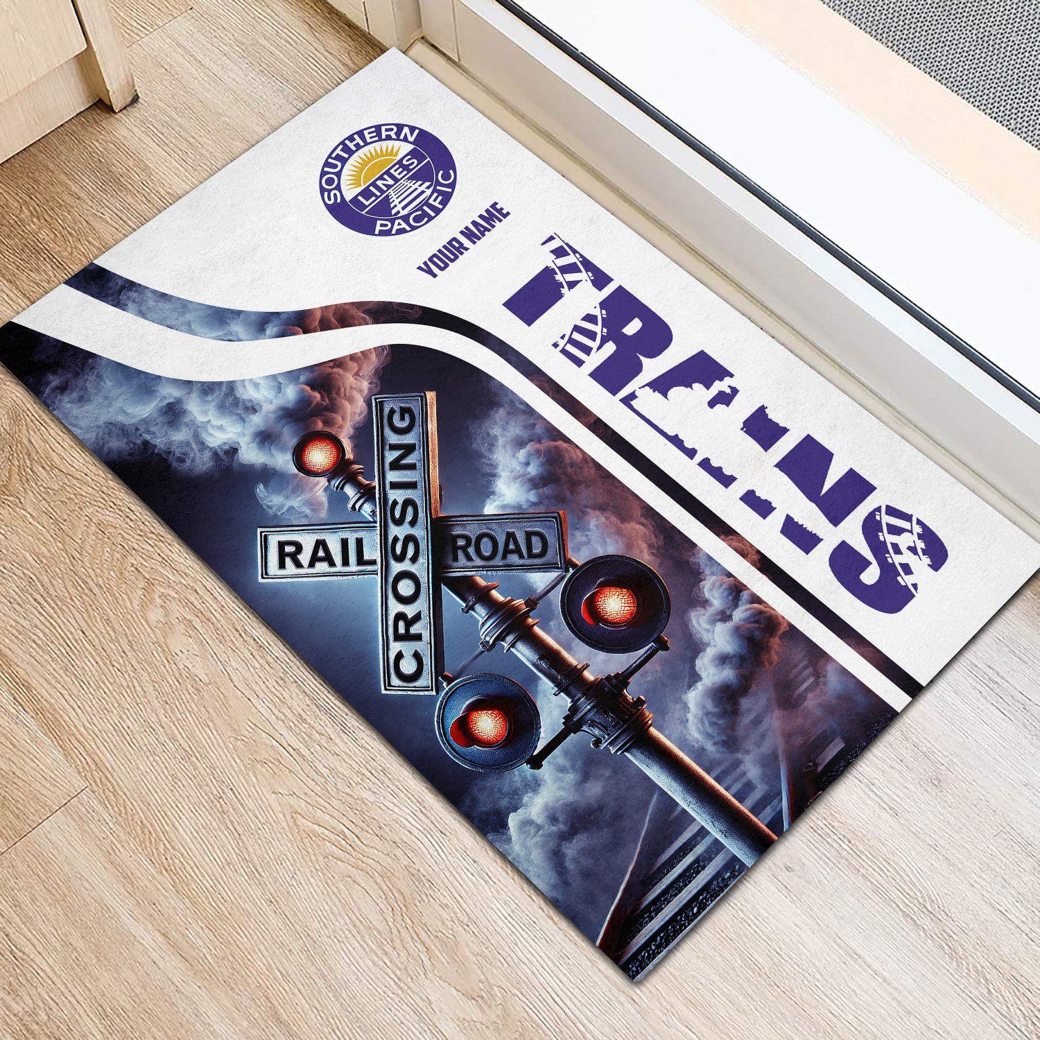 Railspirit Personalized Southern Pacific Railroad Doormat Railroad Crossing Sign Mat All Over Print