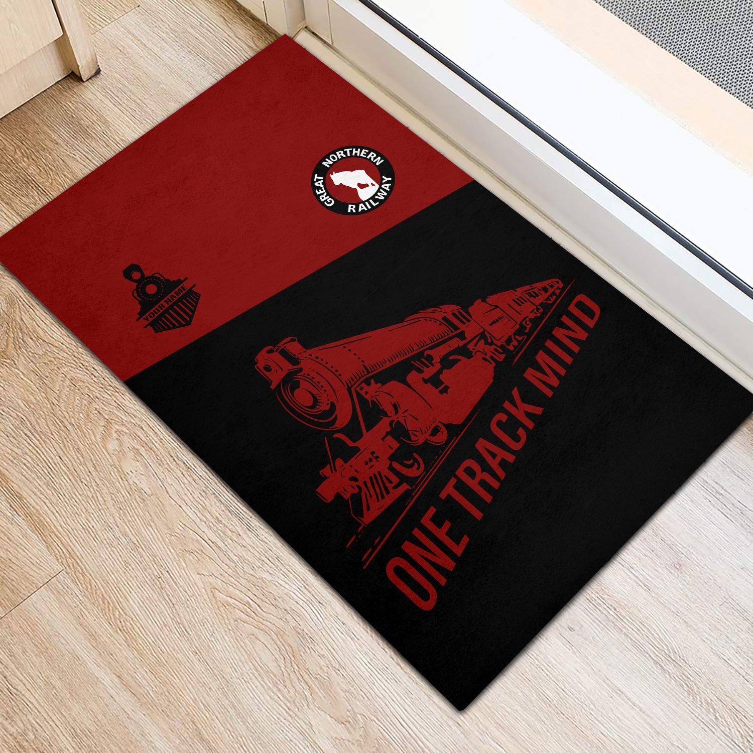 Railspirit Personalized Great Northern Railway Doormat One Track Mind GNR Mat Gift Idea For Train Lover