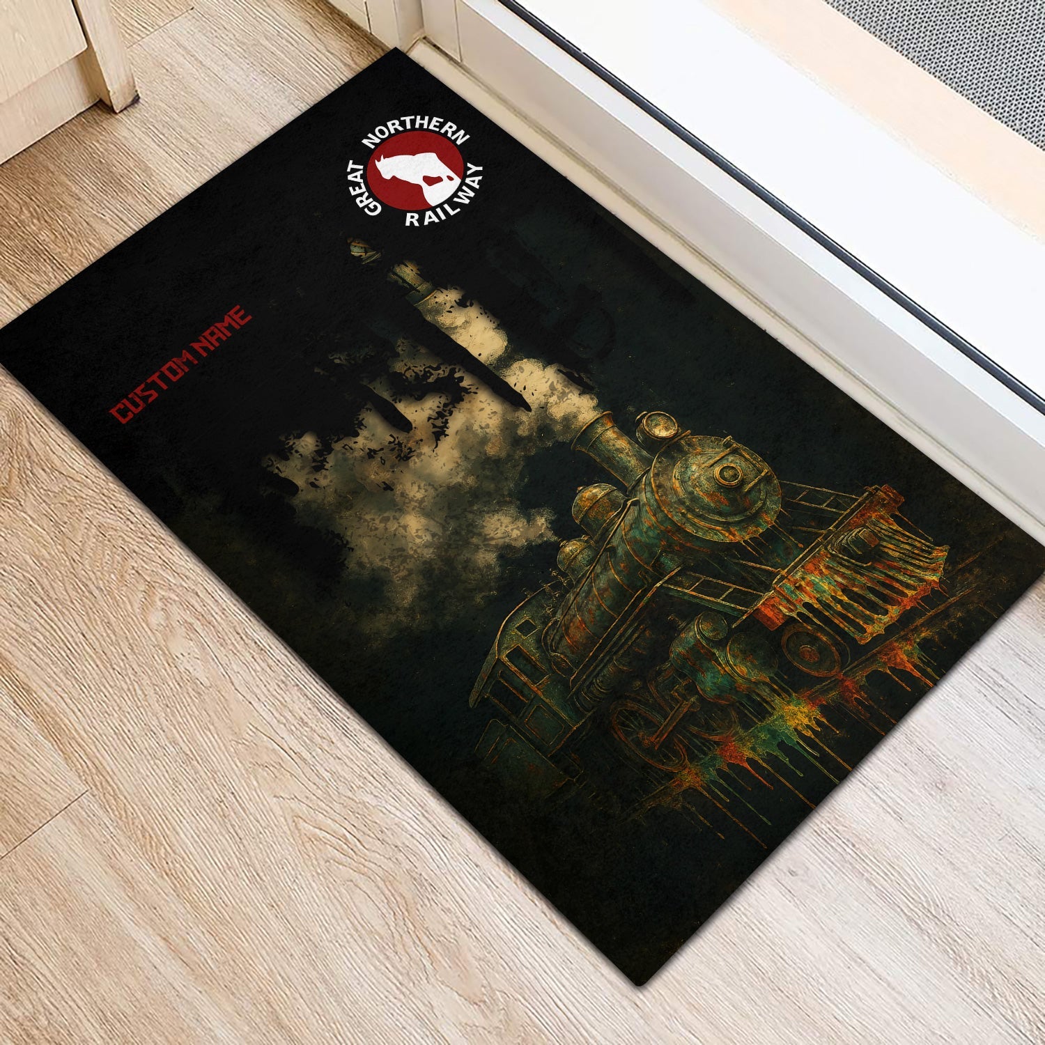 Railspirit Personalized Great Northern Railway Doormat Vintage Train Art Style GNR Mat For Locomotive Fans
