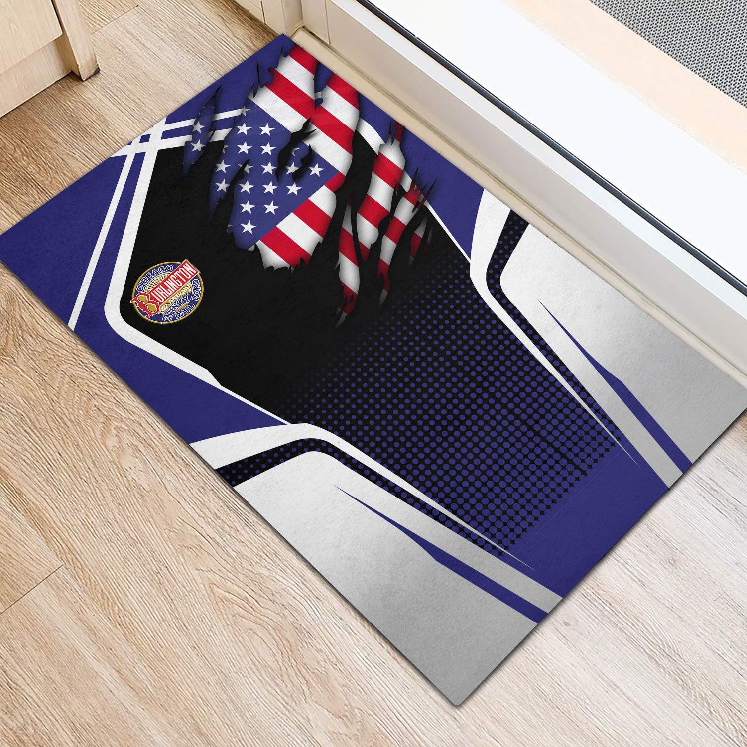 Railspirit Personalized Chicago, Burlington and Quincy Railroad Doormat American Vintage All Over Printed Door Mat