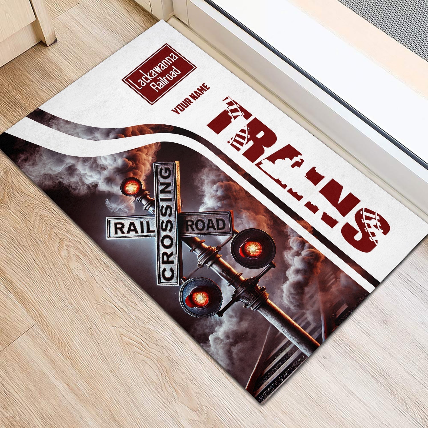 Railspirit Personalized Delaware, Lackawanna and Western Railroad Doormat Railroad Crossing Sign DL&W Mat All Over Print