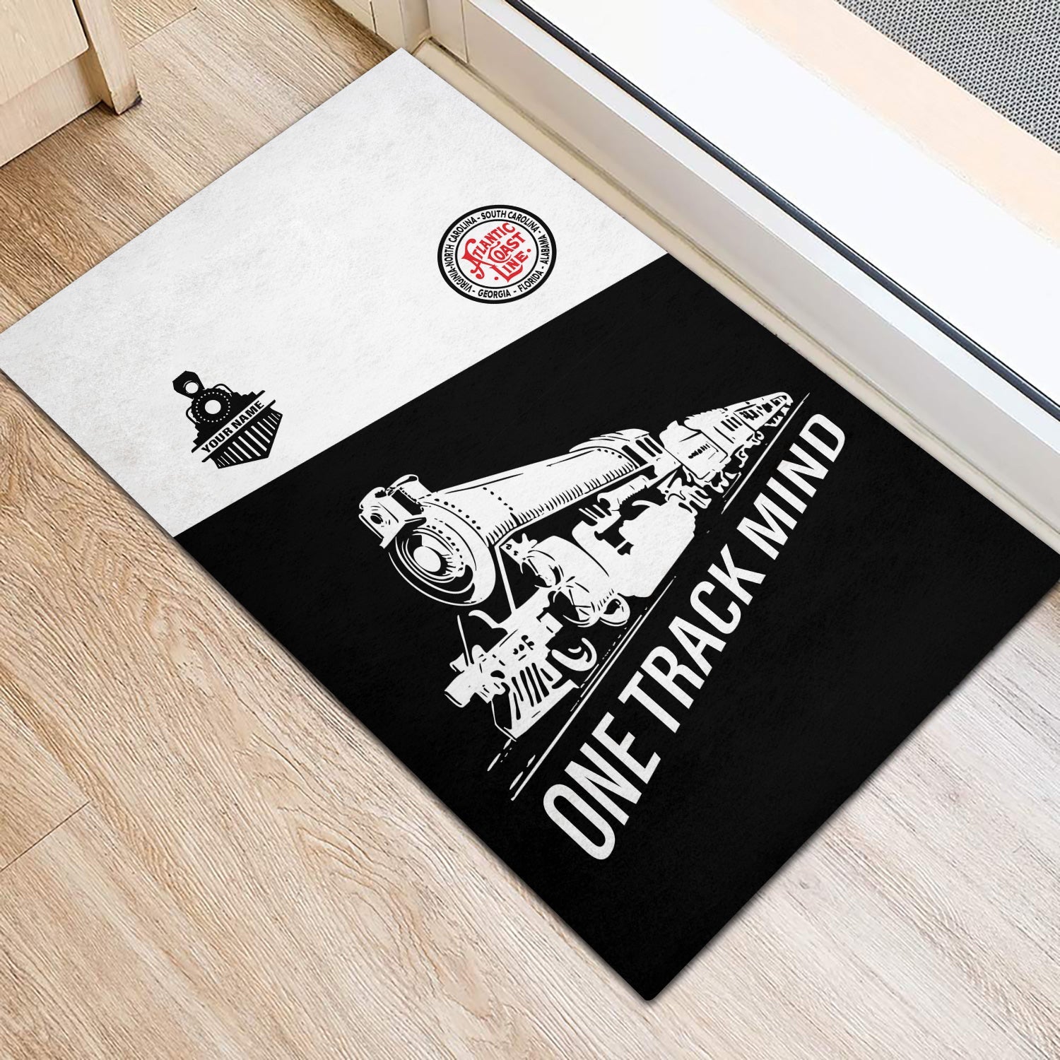 Railspirit Personalized Atlantic Coast Line Railroad Doormat One Track Mind Mat Gift Idea For Train Lover