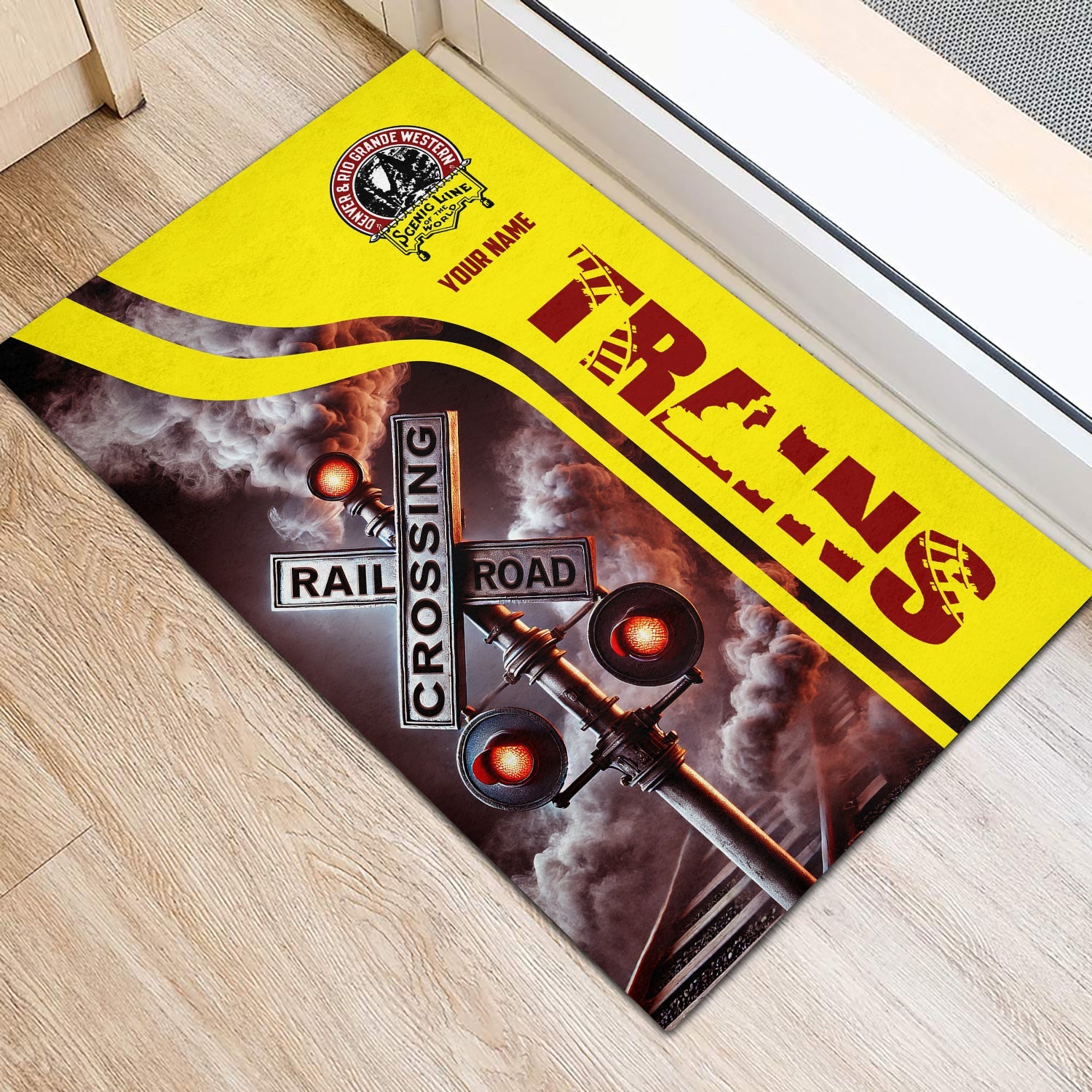 Railspirit Personalized Denver and Rio Grande Western Railroad Doormat Railroad Crossing Sign Mat All Over Print